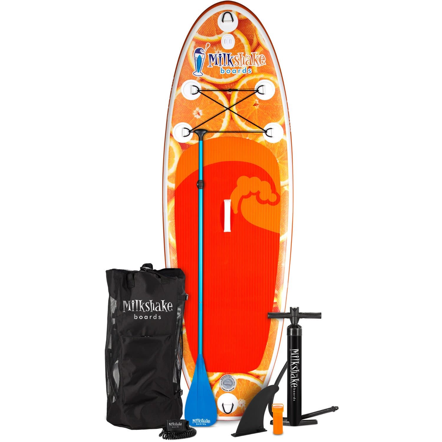 Milkshake Inflatable 8' Kids Stand Up Paddle Board and Complete SUP Bundle (Orange) | Includes Board, Pump, Adjustable Paddle, Easy Transport Back Pack, Ankle Leash and Repair Kit