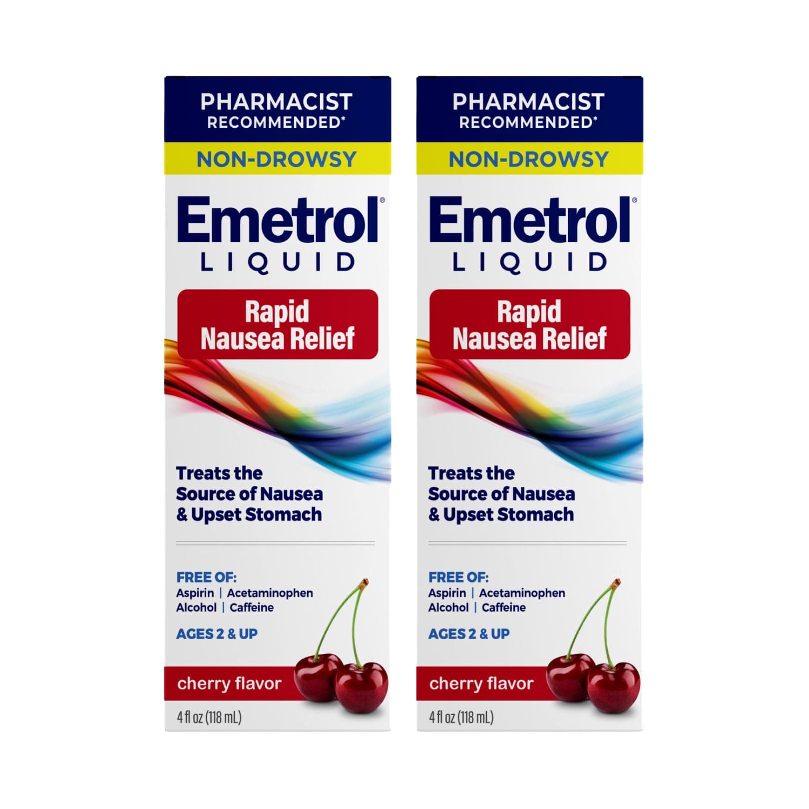 Emetrol (2 Pack)- For Nausea & Upset Stomach, Cherry, 4 fl oz each.
