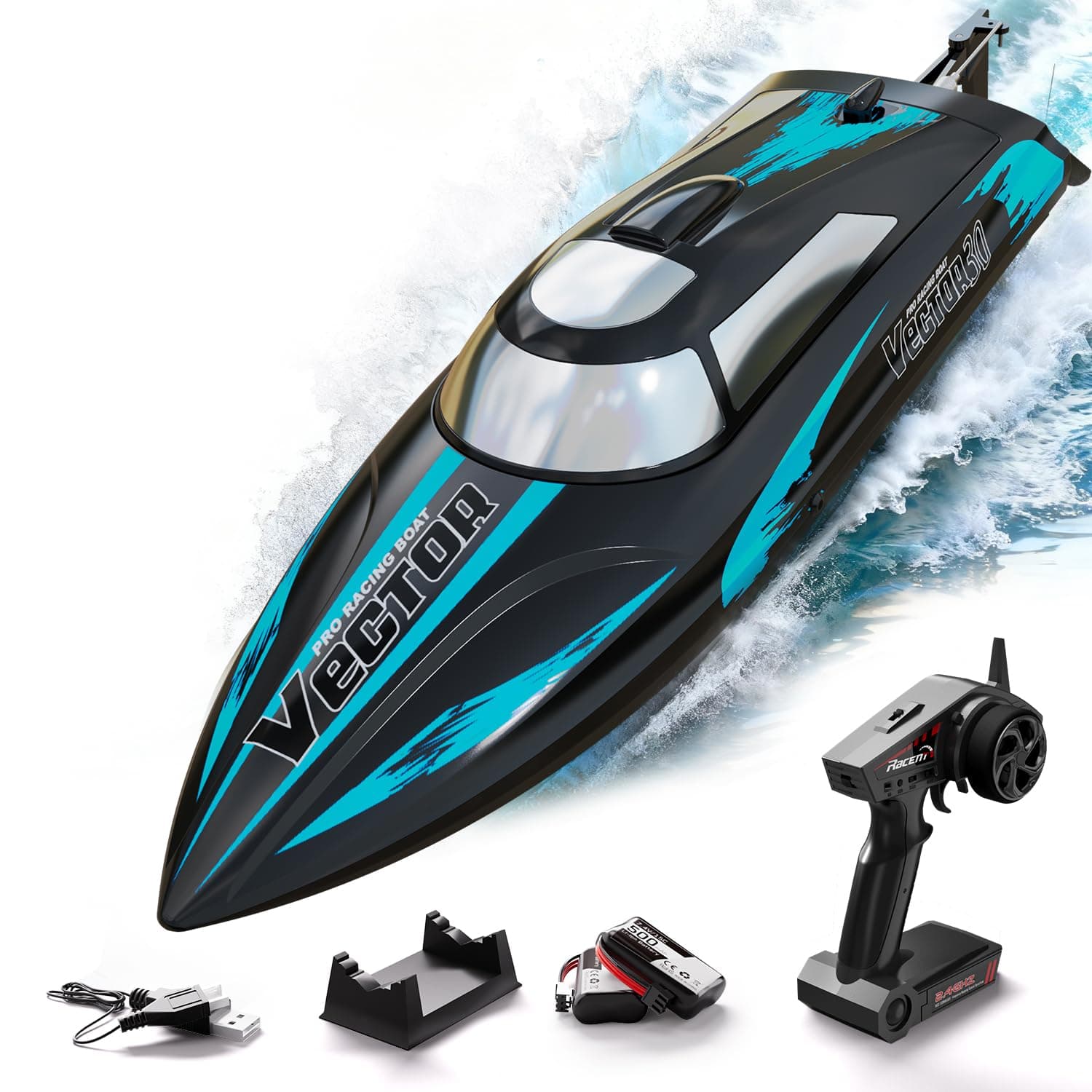VOLANTEXRC RC Remote Control Boat for Pool,2.4Ghz Control Rc Boats for Adults,Lake Electric Boat with Water Cooling System 2Rechargeable Batteries