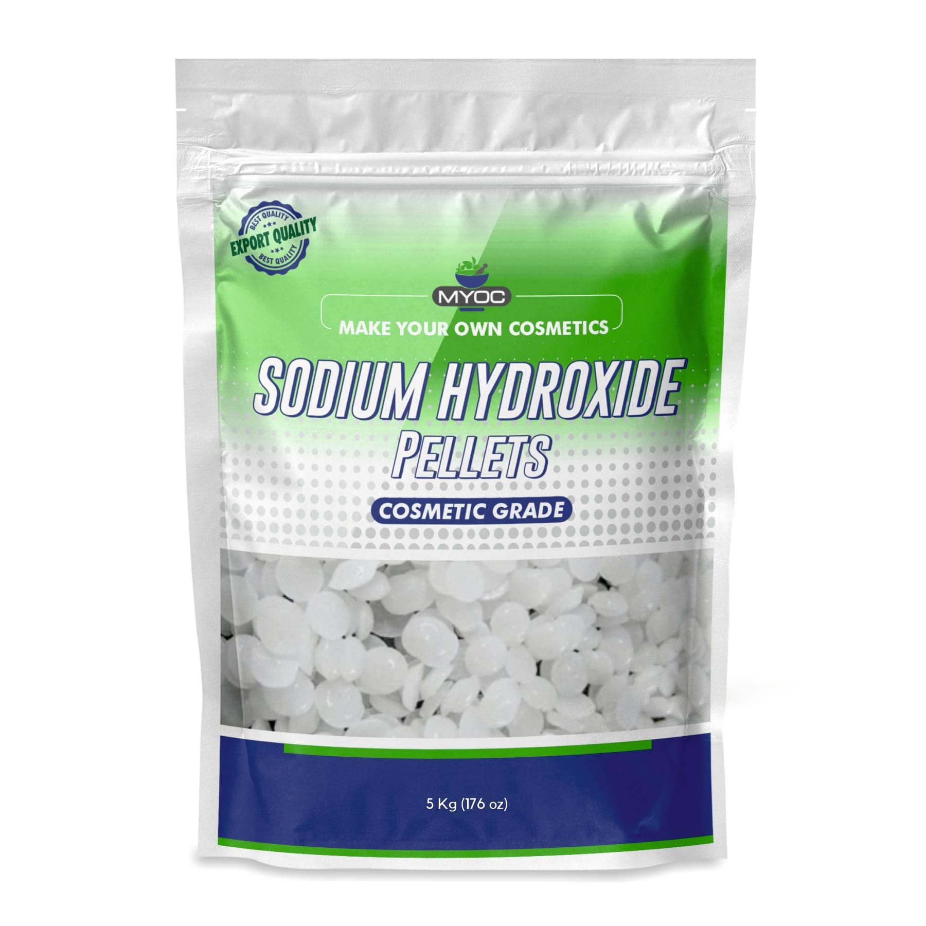 Sodium Hydroxide Pellets – 5 Kg | Cosmetic Grade Lye for Soap Making, Cleaning Solutions, and Industrial Use | High-Purity NaOH Crystals for DIY & Bulk Applications