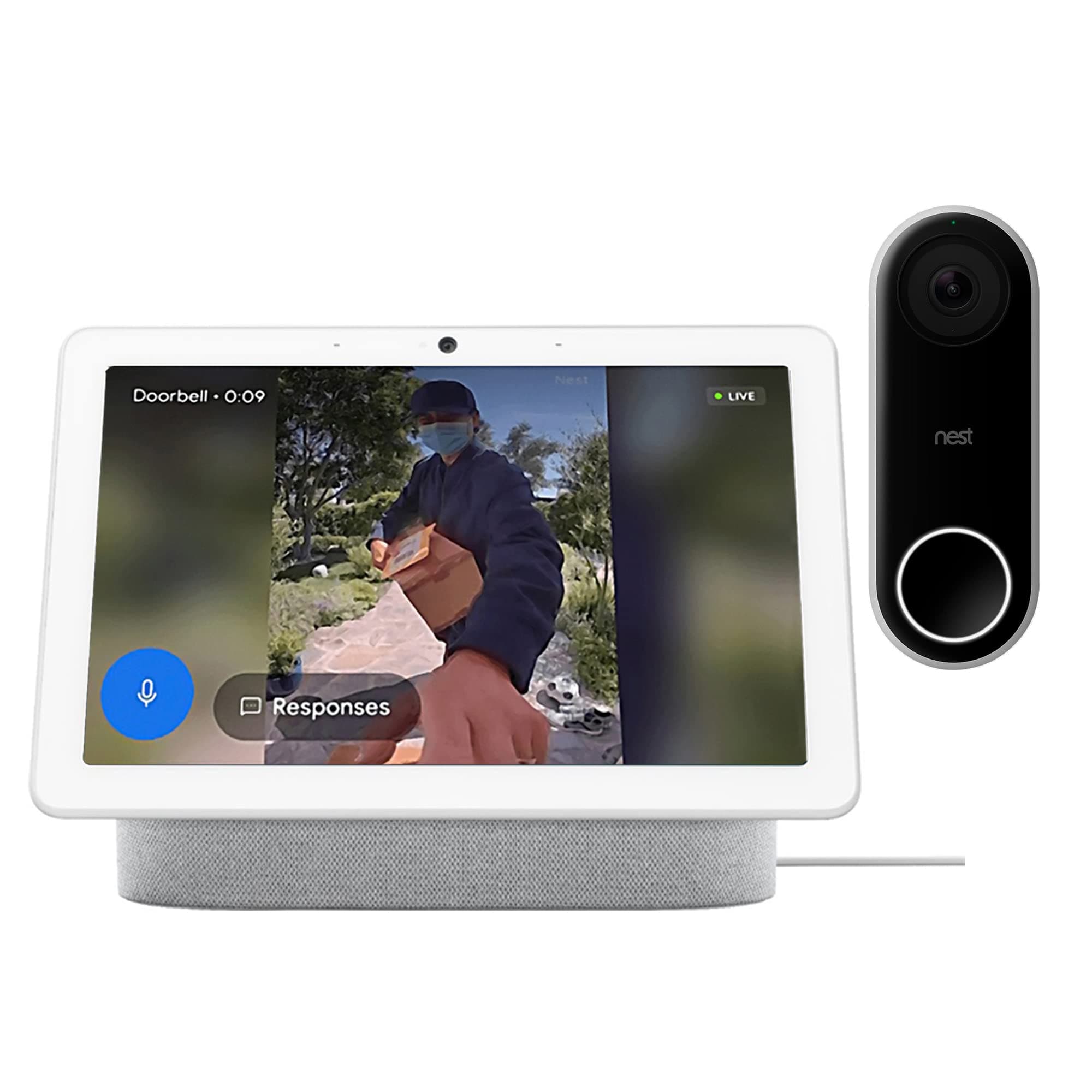 Google Nest HD Max Bundle with 10" HD Display and Wi-Fi Wired Video Doorbell Camera