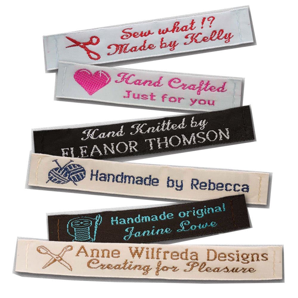 - 25 Personalized 100% Woven Sewing Labels 1/2" Wide - Made by Label Weavers