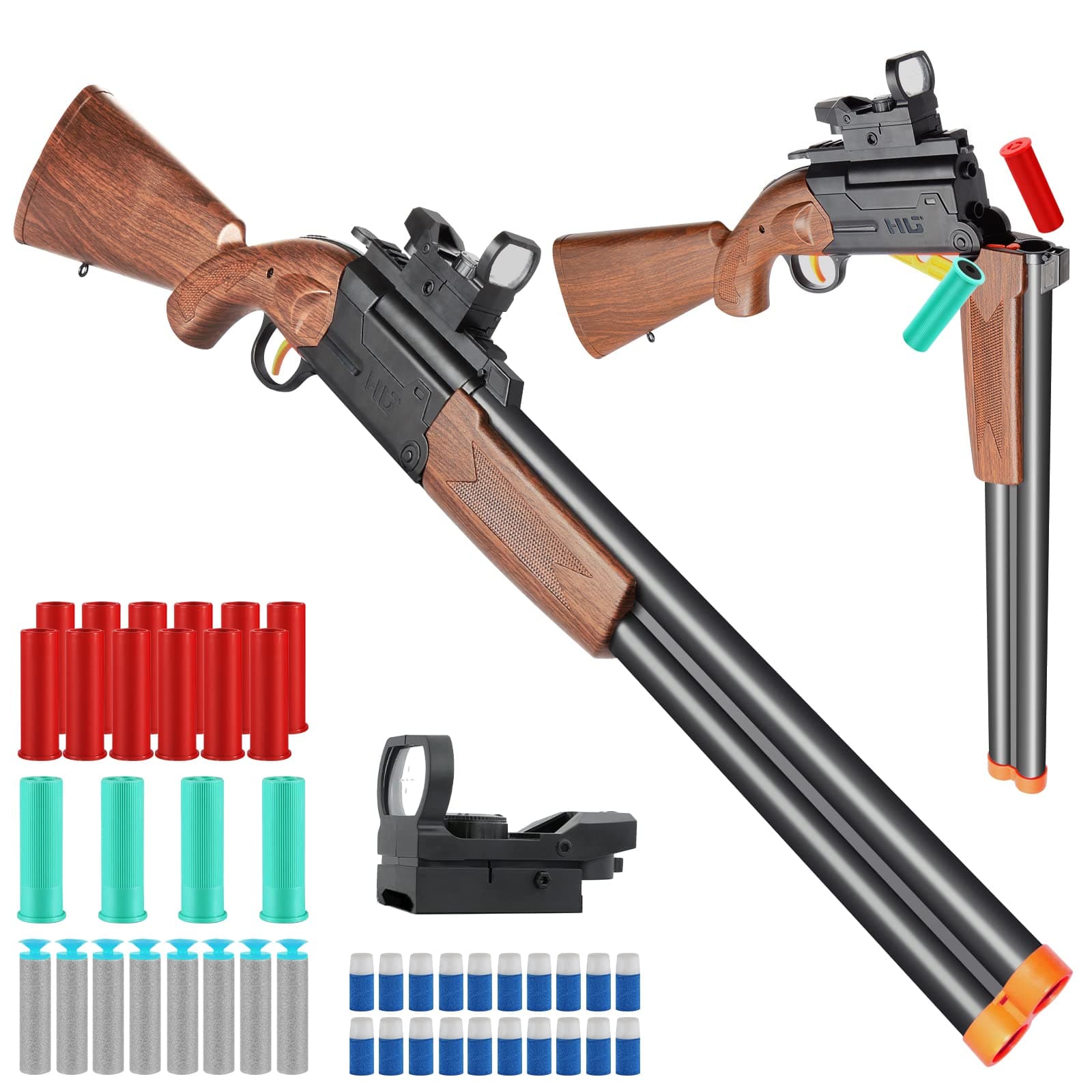 Toy Gun Rifle Long Double Barrel Shotgun Toys(37-inch), Foam Blasters Toy Gun Shell Ejection Toy with Scope, Toy Guns for Ages 6 7 8-14+ Boys