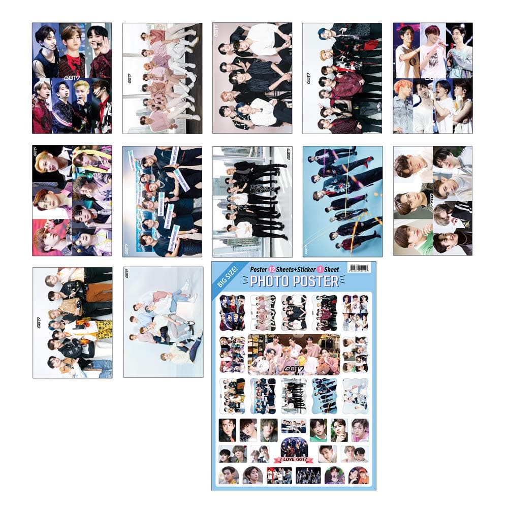K-POP Idol Group 2020 New 12 Poster + 1 Sticker Set (All A3 Size) (GOT7)