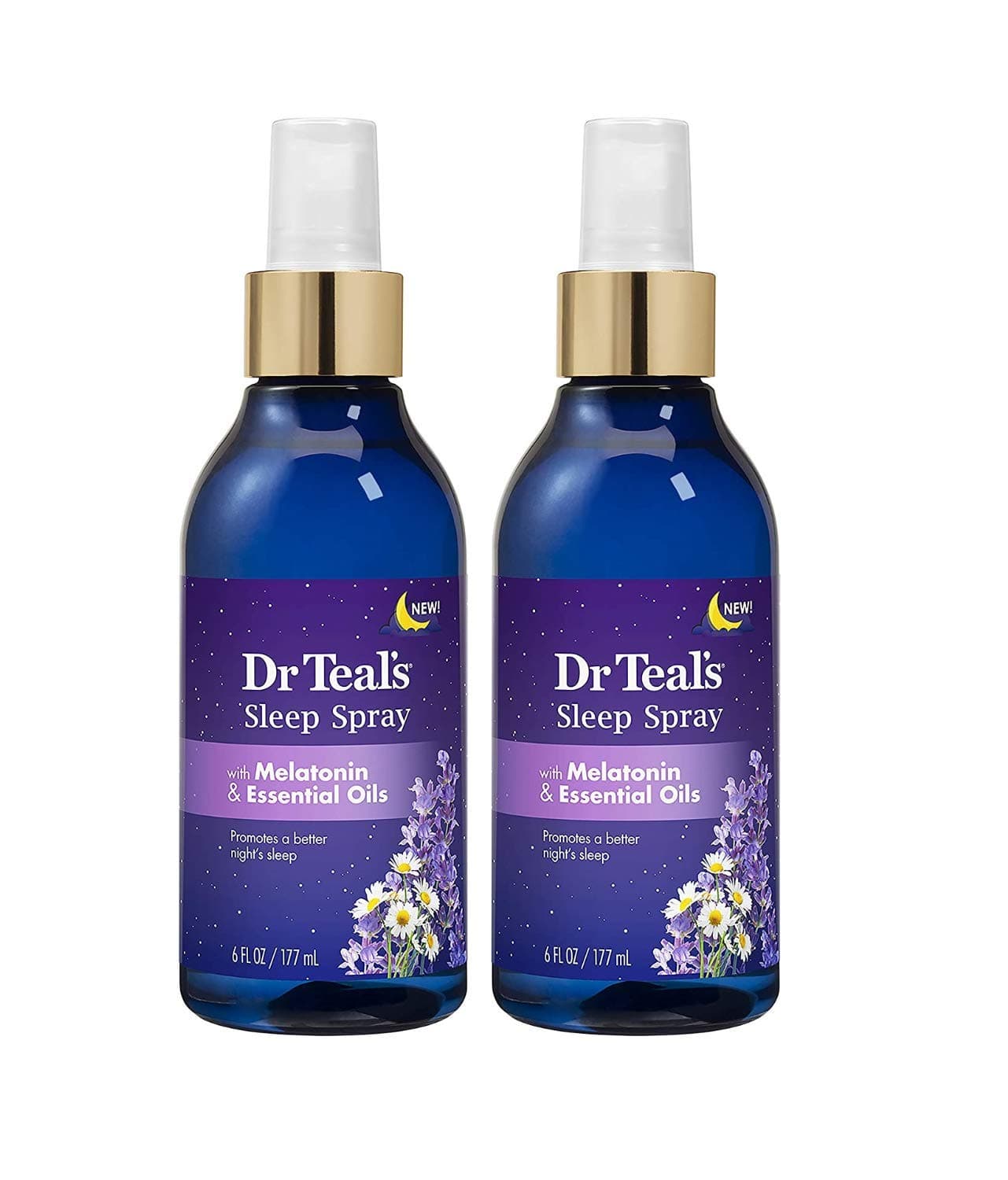 Dr. Teal's Sleep Spray with Melatonin & Essential Oils Gift Set (2 Pack, 6 fl oz ea.) - Nighttime Therapy Formula with Chamomile & Lavender - Ease Sore Muscles While Promoting a Better Nights Sleep