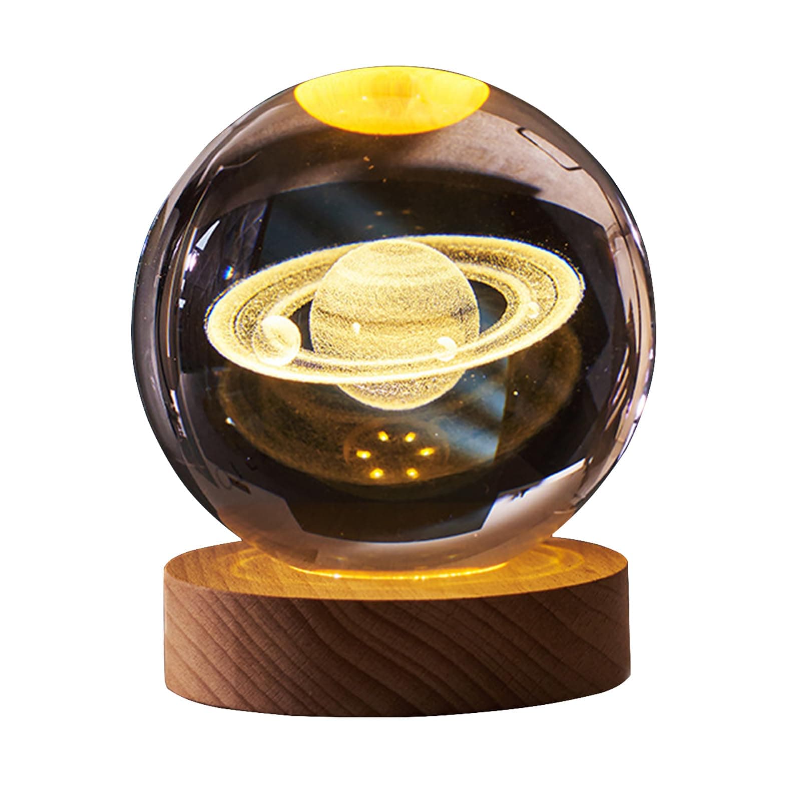 3D Crystal Ball Saturn Night Light,2.35inch(60mm) Space Decor Magical Globe,Nightlight Kids Bedroom Decor,Nightlight Decolamp,as a Birthday Gift for Teens.