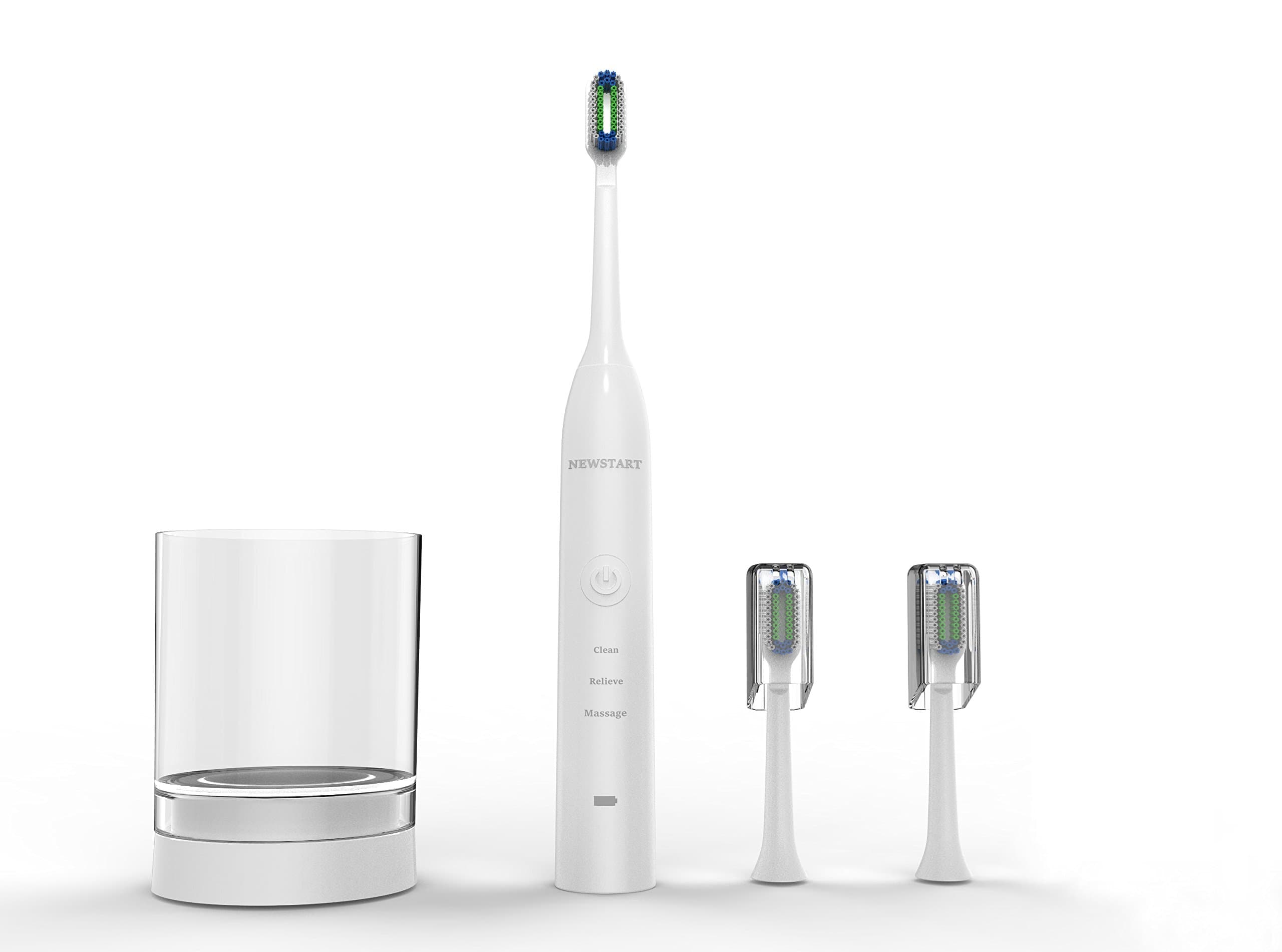 Sonic Electric Toothbrush, Power Rechargeable Toothbrush with 3 Brushing Modes, with 2 Replacement Heads (White)