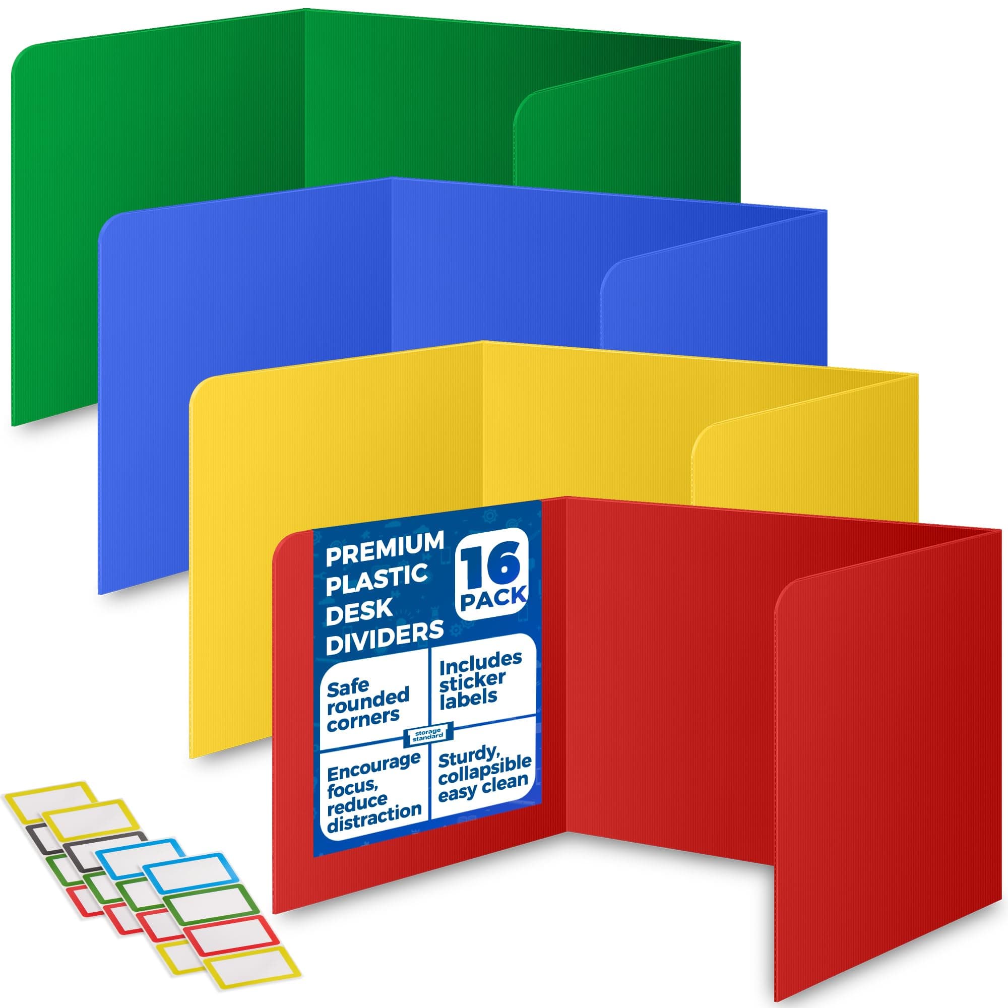 16-Pack Desk Dividers for Students - Durable & Waterproof Plastic Study Carrel Divider, Classroom Folders Teacher Supplies, Easy-to-Clean Plastic Privacy Shield Boards for Student Desks