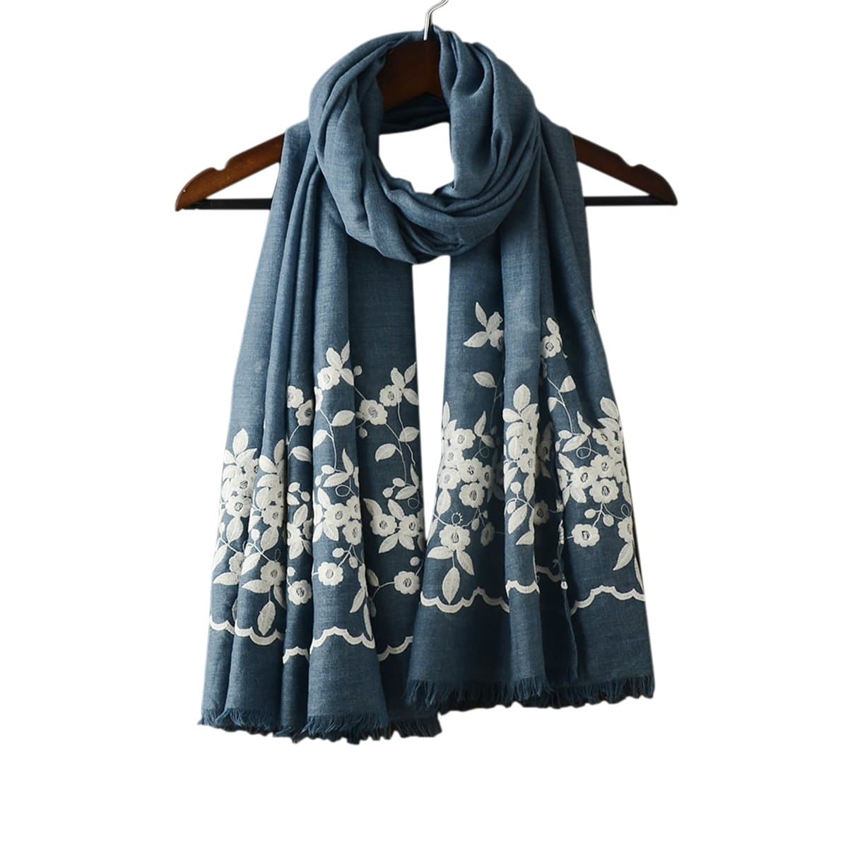 Scarfs for Women-Lightweight Spring Fall Winter Scarf-Warm Soft Embroidered Floral Blanket Shawl Wraps