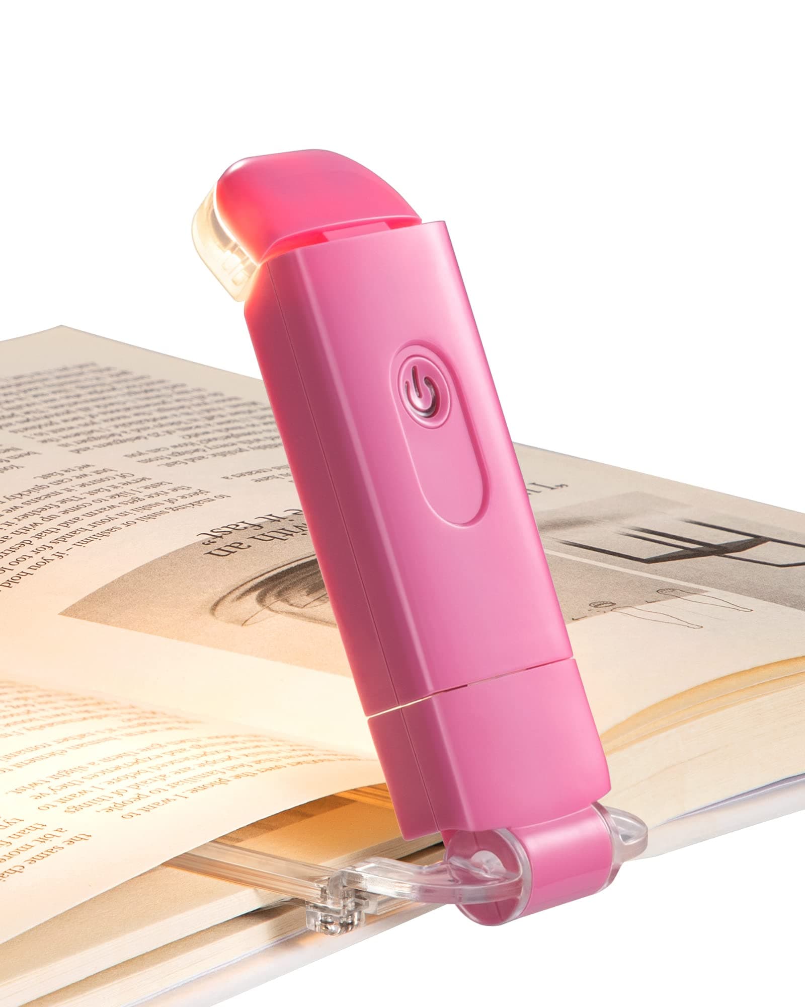DEWENWILS Book Reading Light, USB Rechargeable Booklight for Reading in Bed, LED Clip On Book Lights for Kids, Bookworms, Blue Light Blocking, 4 Brightness Adjustable for Eye Care (Pink)