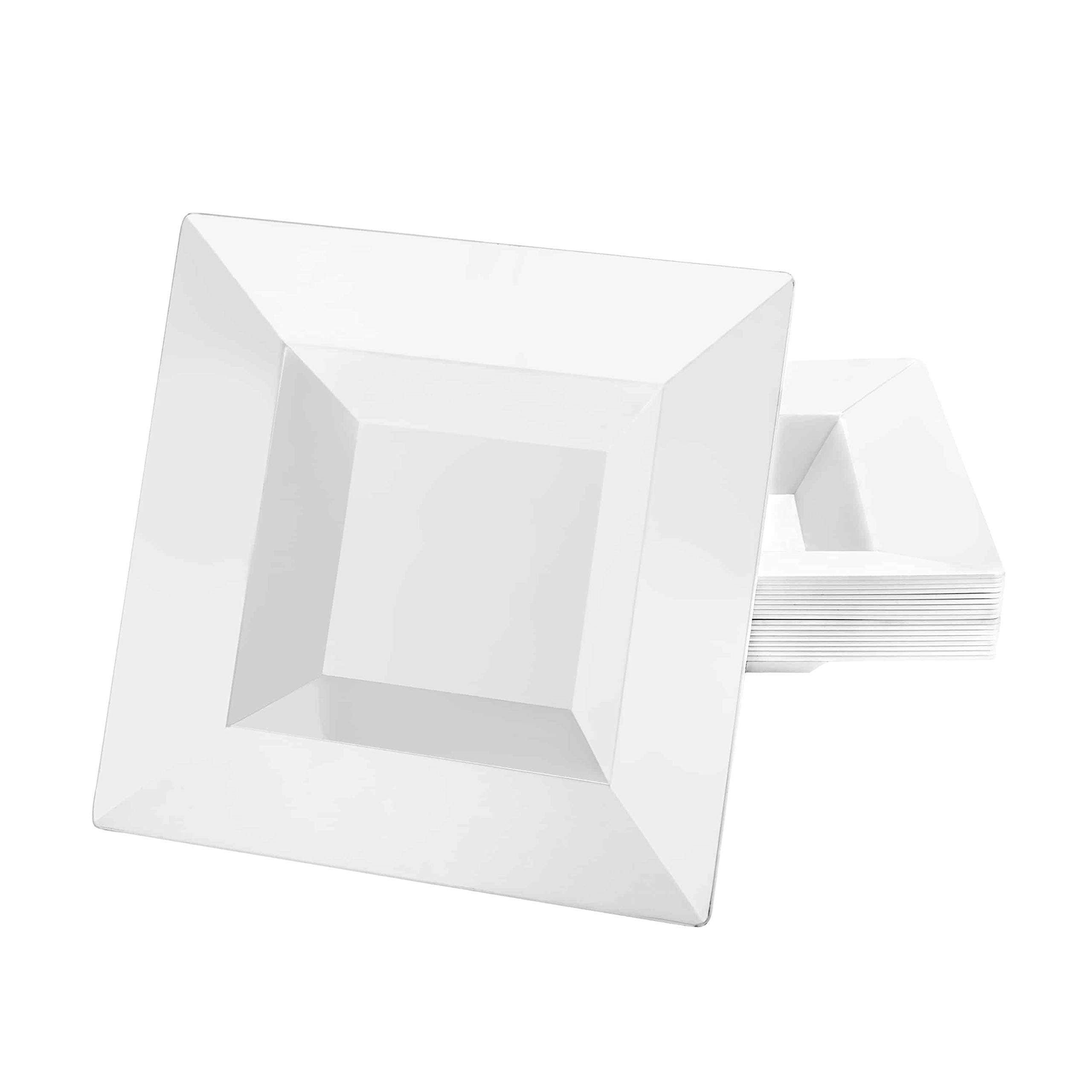 LillianTablesettings Plastic Bowl-12 oz | Pearl Squares Dinner | Pack of 10 Party Bowls, 12 oz