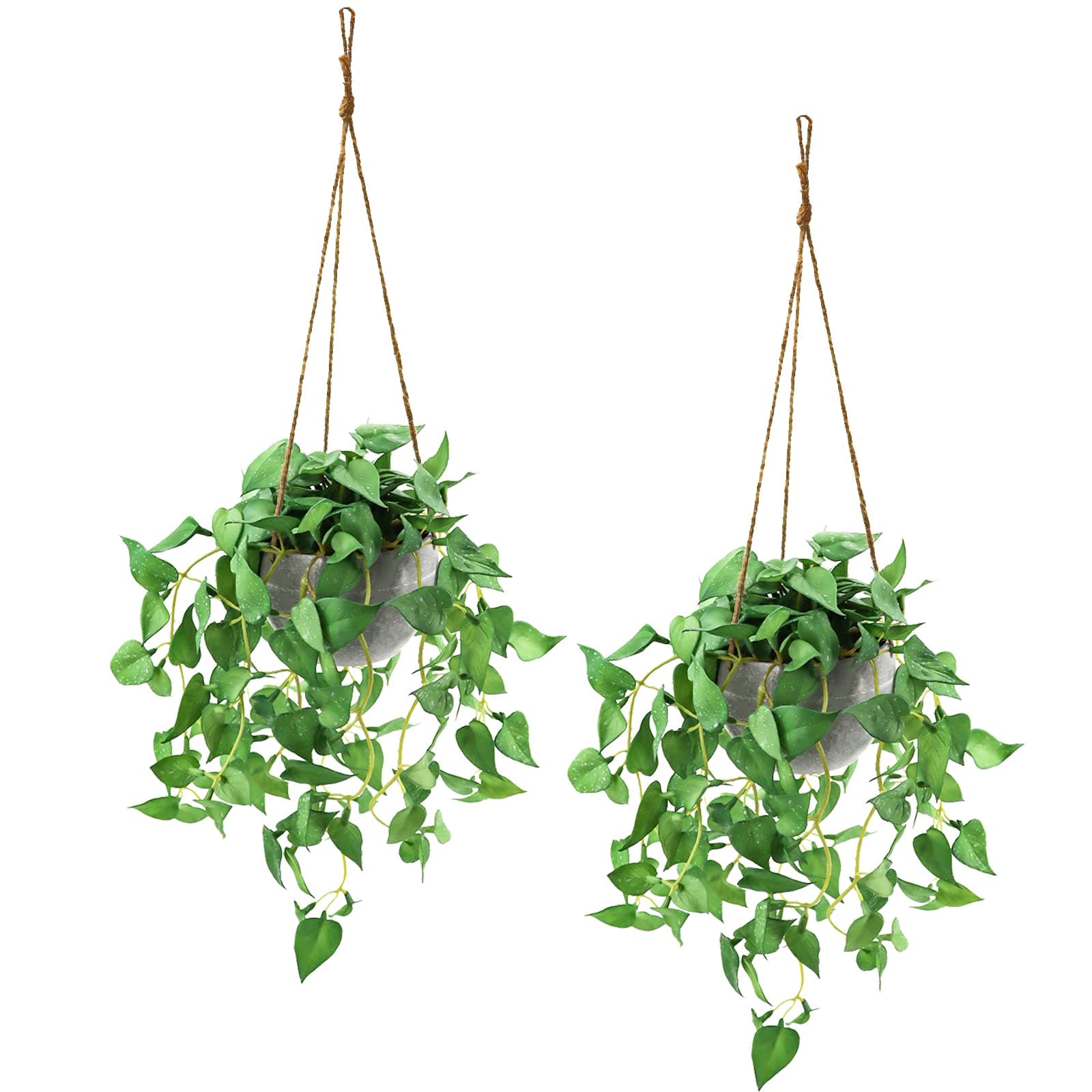 TNNTOPELE Hanging Plant Fake Plants with Pots, 2 Pack Artificial Plants, Faux Anthurium Leaf Basket for Wall Home Room Indoor Outdoor Decor