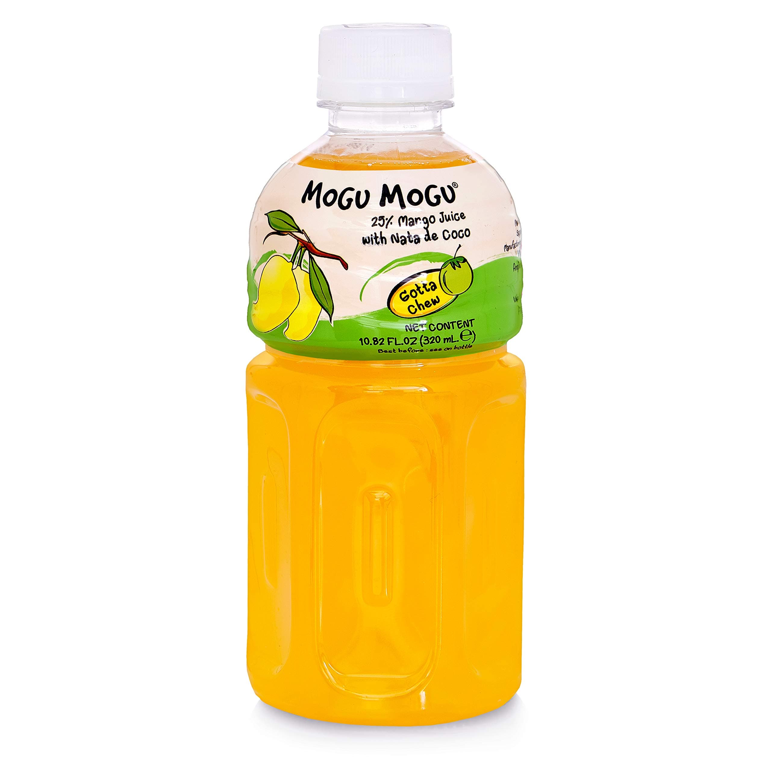 Mogu Mogu Fruit Juice with NATA De Coco, 10.82 oz (Pack of 24) (Mango)
