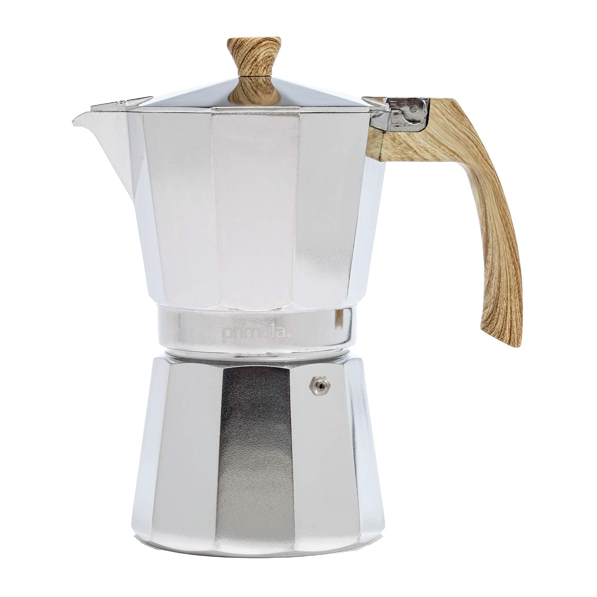 Primula Aluminum Stove Top Espresso Coffee Maker, Percolator Coffee Pot for Moka, Cuban Coffee, Cappuccino, Latte and more, Perfect for Camping, 6 Cup, Polished