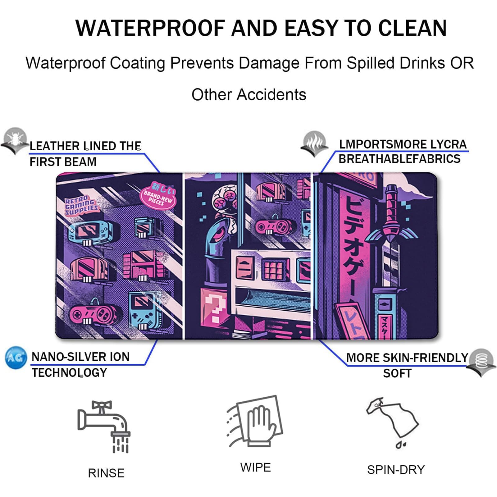 Japanese Comics Large Gaming Mouse Pad with Stitched Edges and Durable Non-Slip Natural Rubber Base, (31.5X15.7 Inch) Waterproof Laptop Pad Mat for e-Sports Pro/Gamer/Desktop/Office/Home