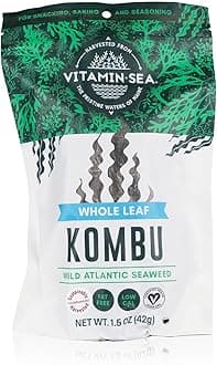 VITAMINSEA Kombu Dried Sugar Kelp Seaweed | Wild North Atlantic Seaweed for Snacking, Seasoning, Soups & Salads | Rich in Vitamins, Minerals & Antioxidants for Thyroid Support | Whole Leaf (1.5 OZ)