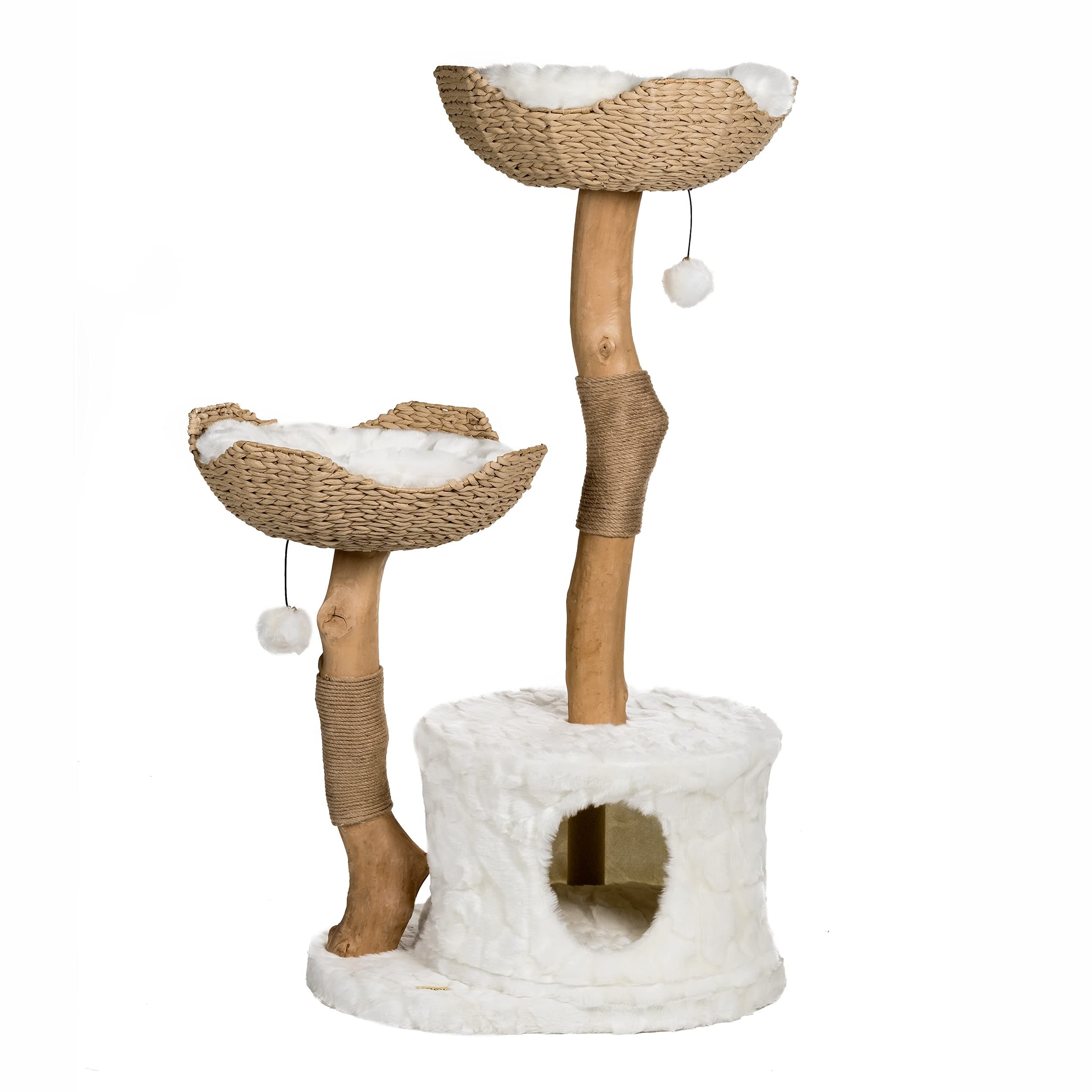 MAU Modern Tree Tower for Large Cats, Real Branch Luxury Condo, Wood Scratching Tree, Cat Lover Gifts by Mau Lifestyle