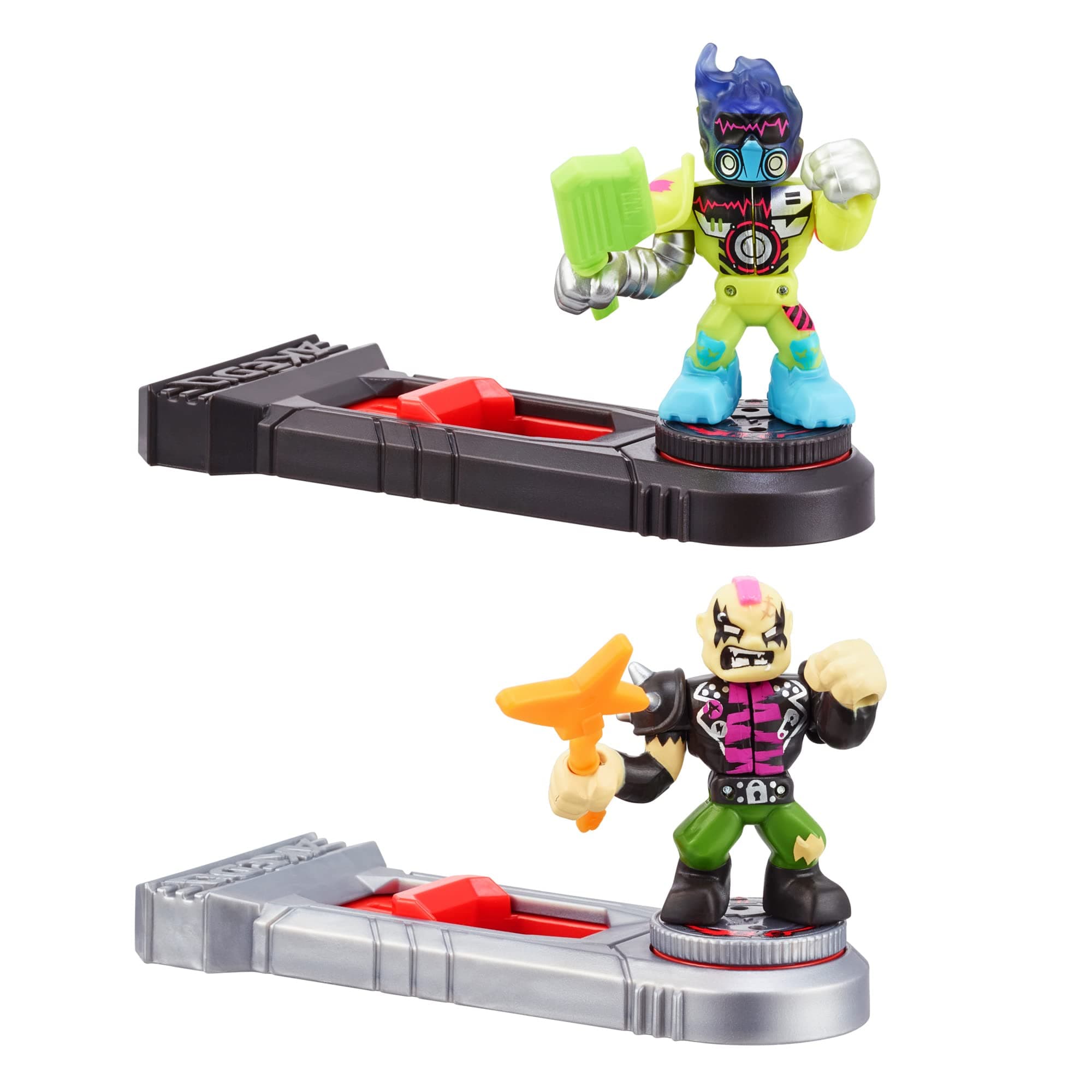 AkedoUltimate Arcade Warriors Versus Pack Mini Battling Action Figures For Ages 6+ - Ready, Fight, Split Strike - Epic PUNKTURE VS SYNTHFYRE,Multicolor,14269
