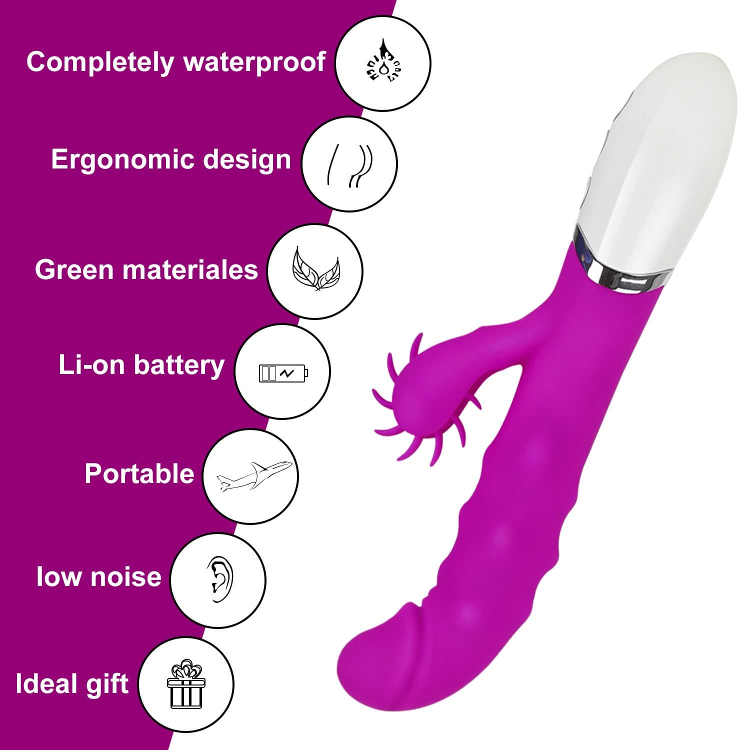 SeventhFeeling Rotation Tongue Lips Licking Multi-Speed Handheld Massage,USB chargeable Waterproof For Women (Purple)