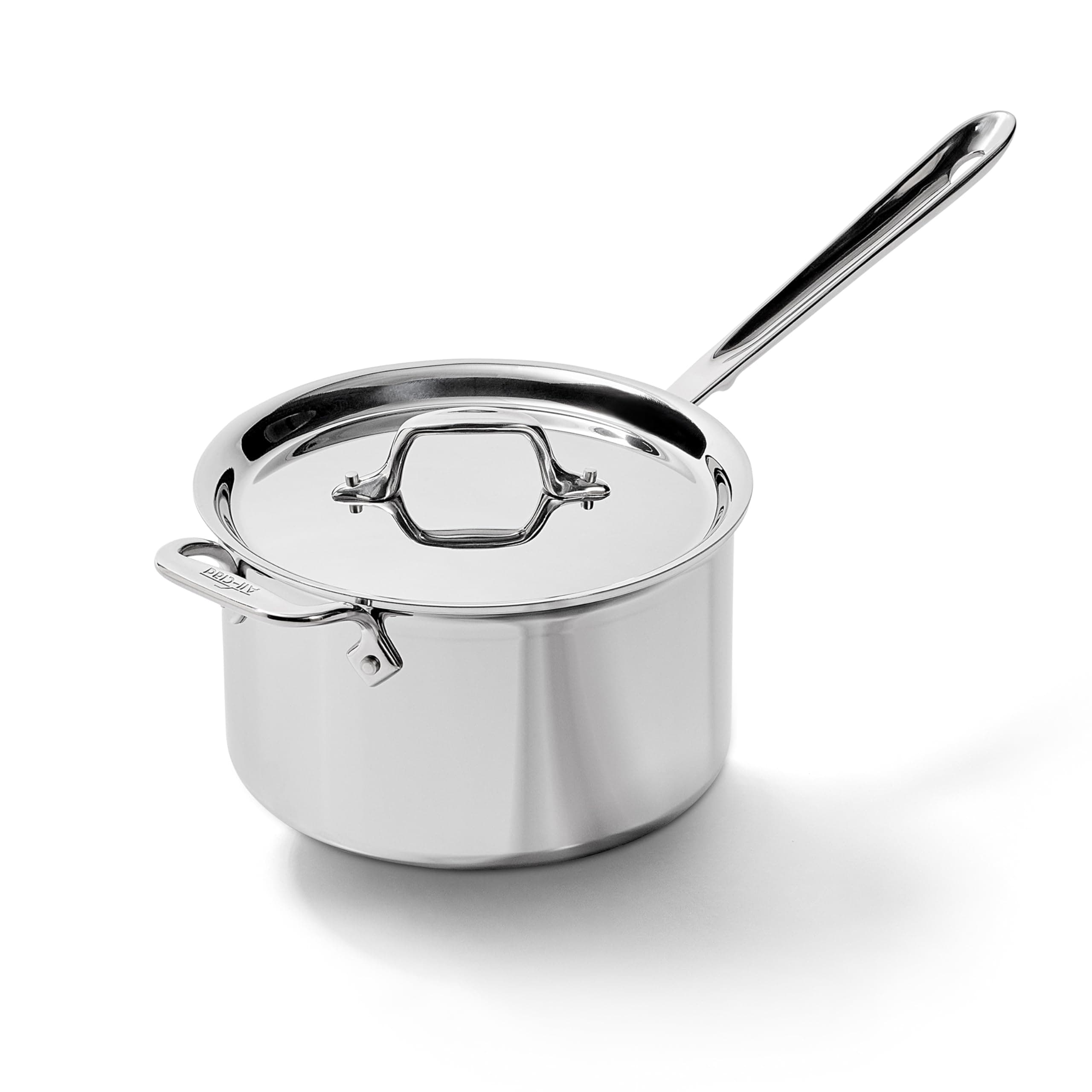 4204 with loop Stainless Steel Tri-Ply Bonded Dishwasher Safe Sauce Pan with Loop Helper Handle and Lid Cookware, 4-Quart, Silver