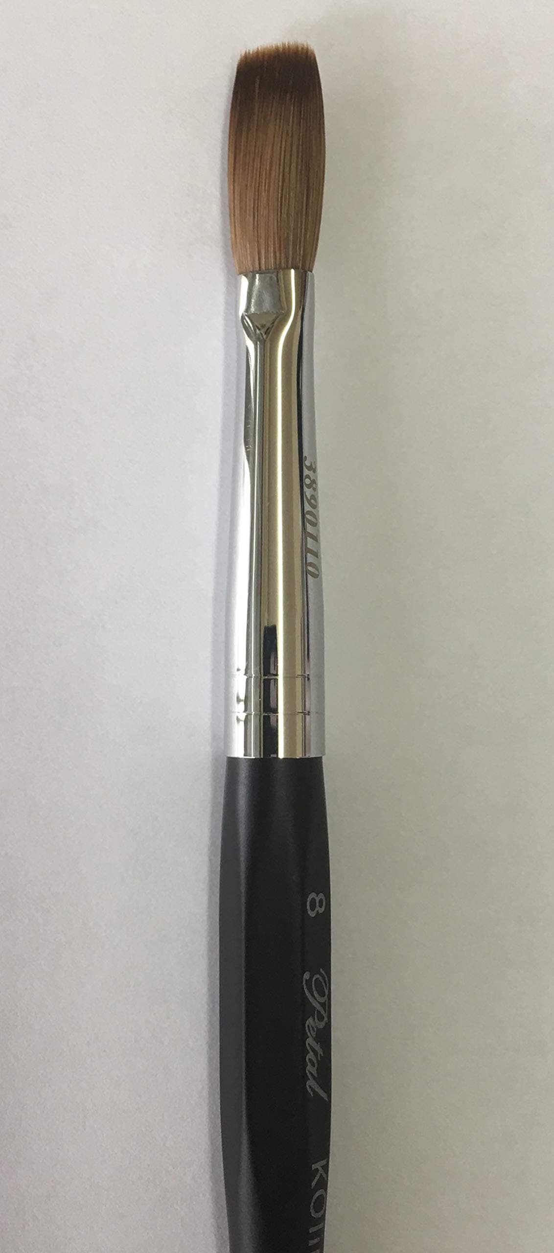 Six Angles CRIMPED 100% Kolinsky Acrylic Nail Brush Black Handle (Crimped 8)