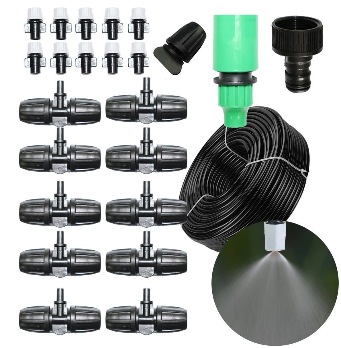 Leak Proof Misting System- Misters for Patio, Gazebos, Backyard Cooling, Pool and Play Areas(33ft-3/8'' tubing)