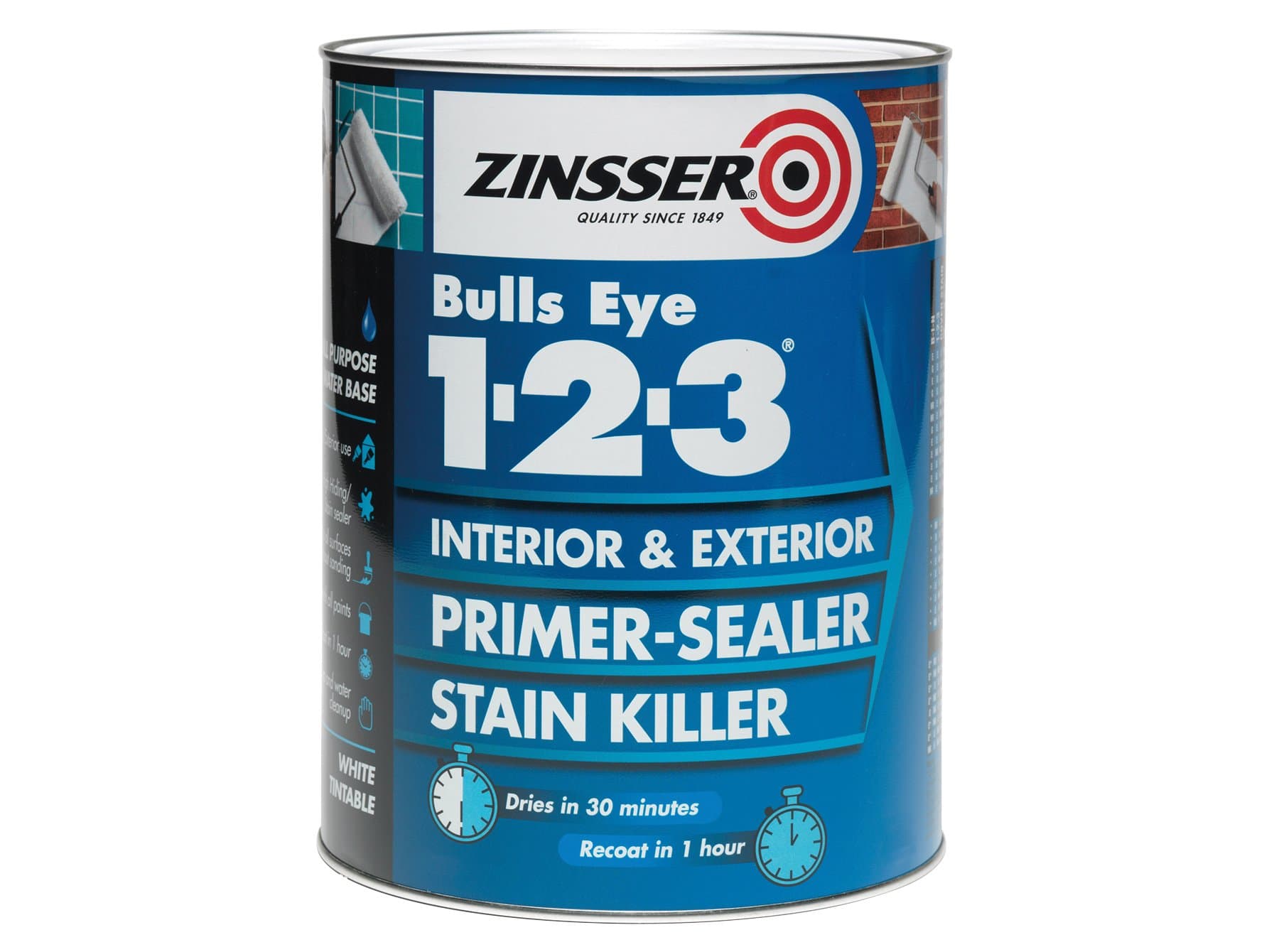 Bulls Eye 1-2-3 Primer-Sealer & Stain Killer 2.5 litre Ready Mixed Colour - White