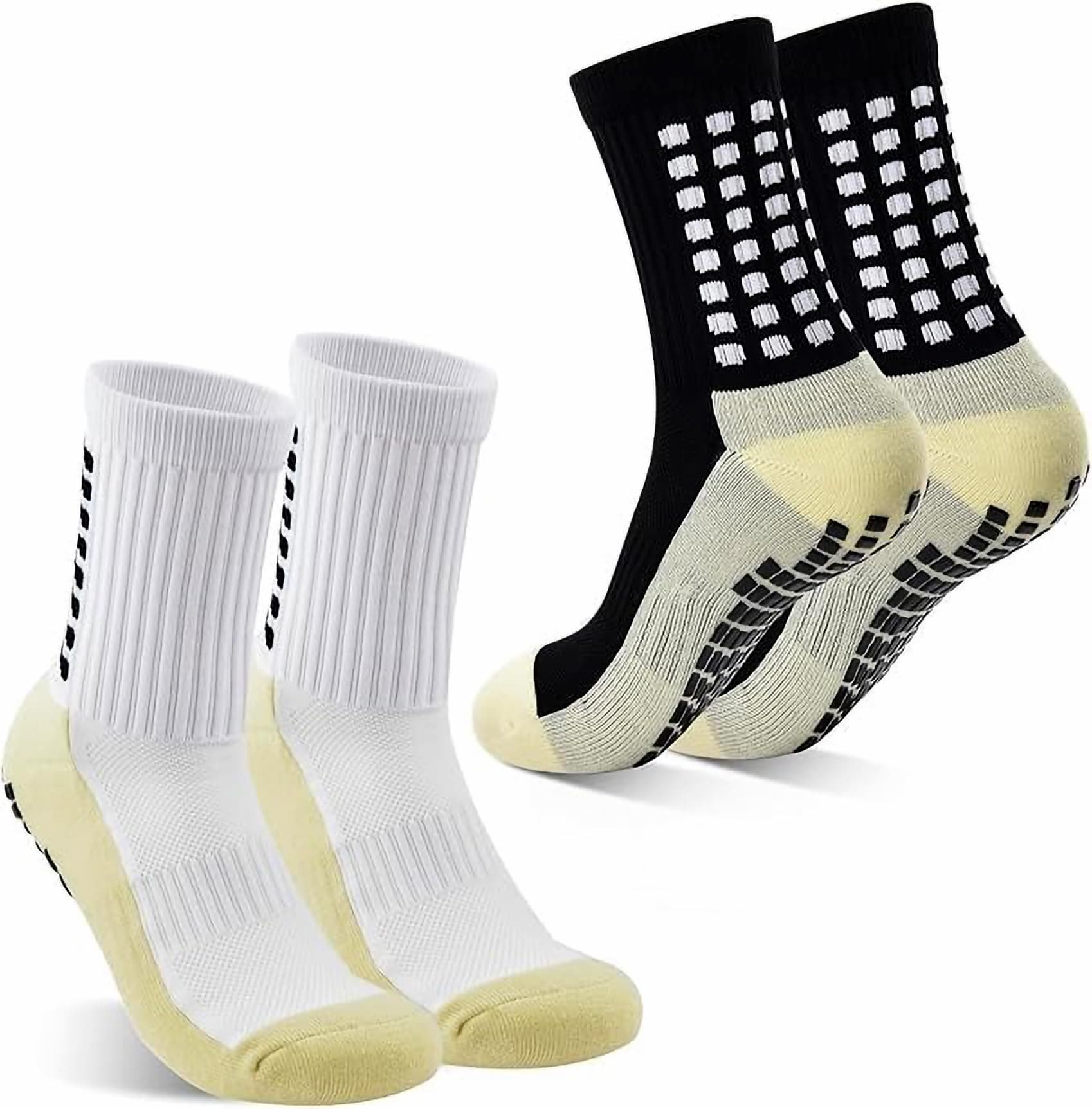 Hi-Tech Performance Athletic grip Socks for Men & Women | Crew Length, Anti-Slip Rubber Grip socks for footballers, Thick Cushion Sports Socks for Running, Gym, Training
