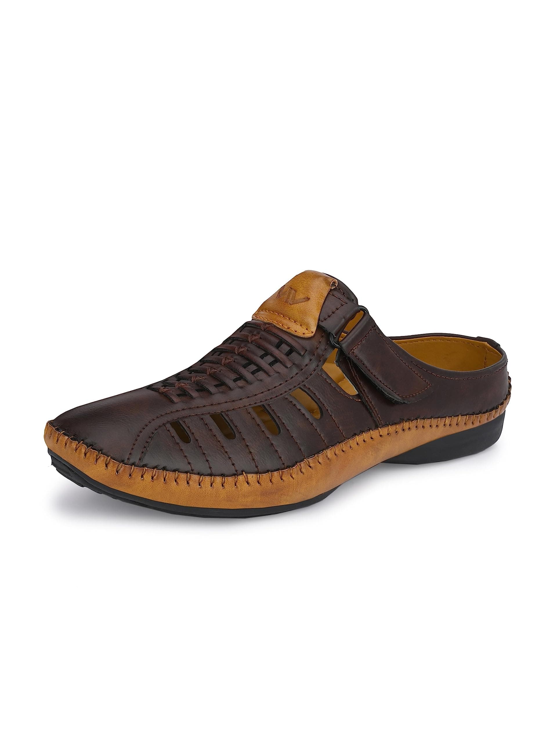 VIVMen's Back Open Half Sandals - Brown 11 UK