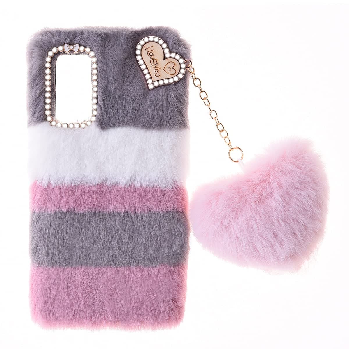 Fluffy Fur Plush Case for vivo iQOO 10 Protective Case Soft Warm Love Fluffy Case Bling Cover Fluffy Skin Back Cover Silicone Bumper TPU Case for vivo iQOO 10 Phone Case Girls,Collage Grey
