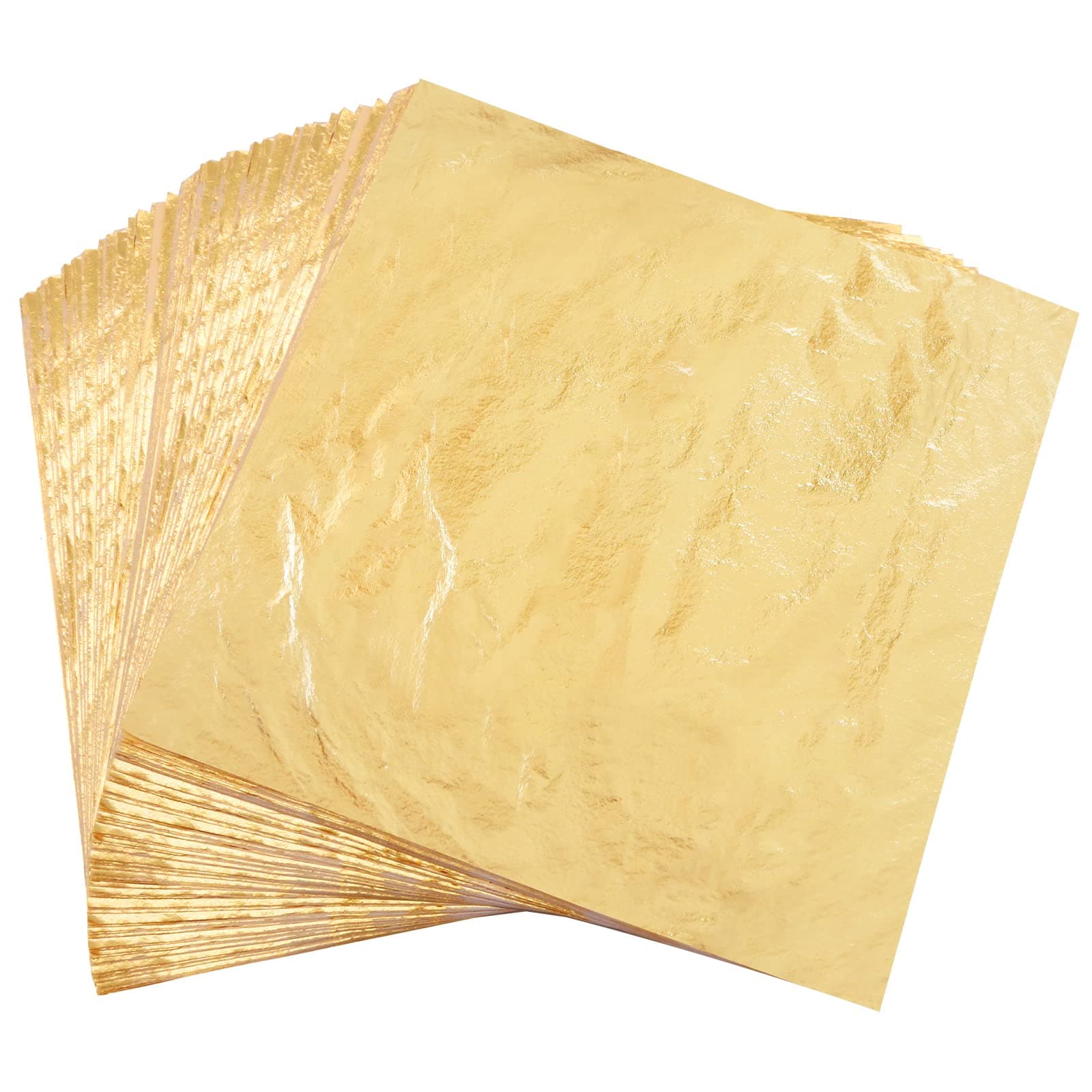 Gold Leaf Sheets, 100 pc 6.3" Gold Foil Paper for Arts Craft, Painting, Gilding, Slime, Nail Design, Furniture Decoration, Resin Jewelry Making