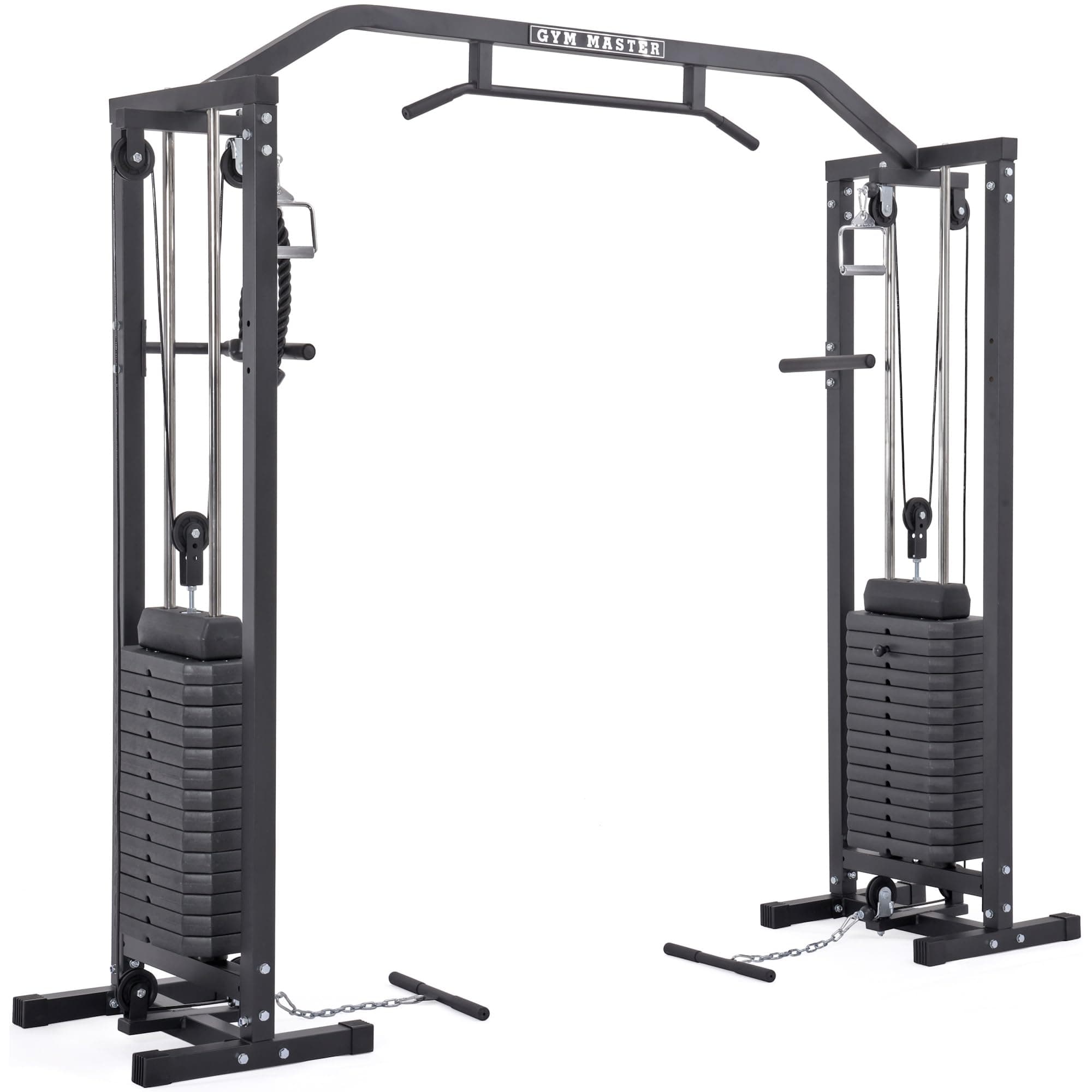 GYM MASTER 180kg Cable Crossover Machine With Upgraded Swivel Pulleys and Pull Up Chinning Bar - Black