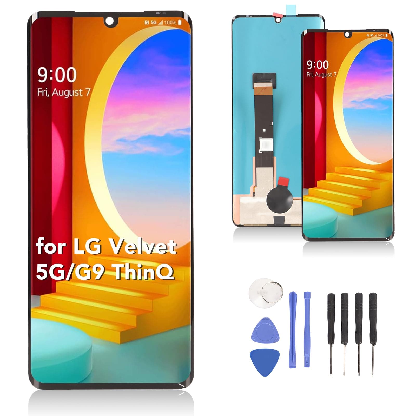 for LG Velvet 5G G9Screen Replacement 6.8in, 3D Touch ScreenDisplay Digitizer for G900 G900N G900EM G900TM G900UM, with Fingerprint Function