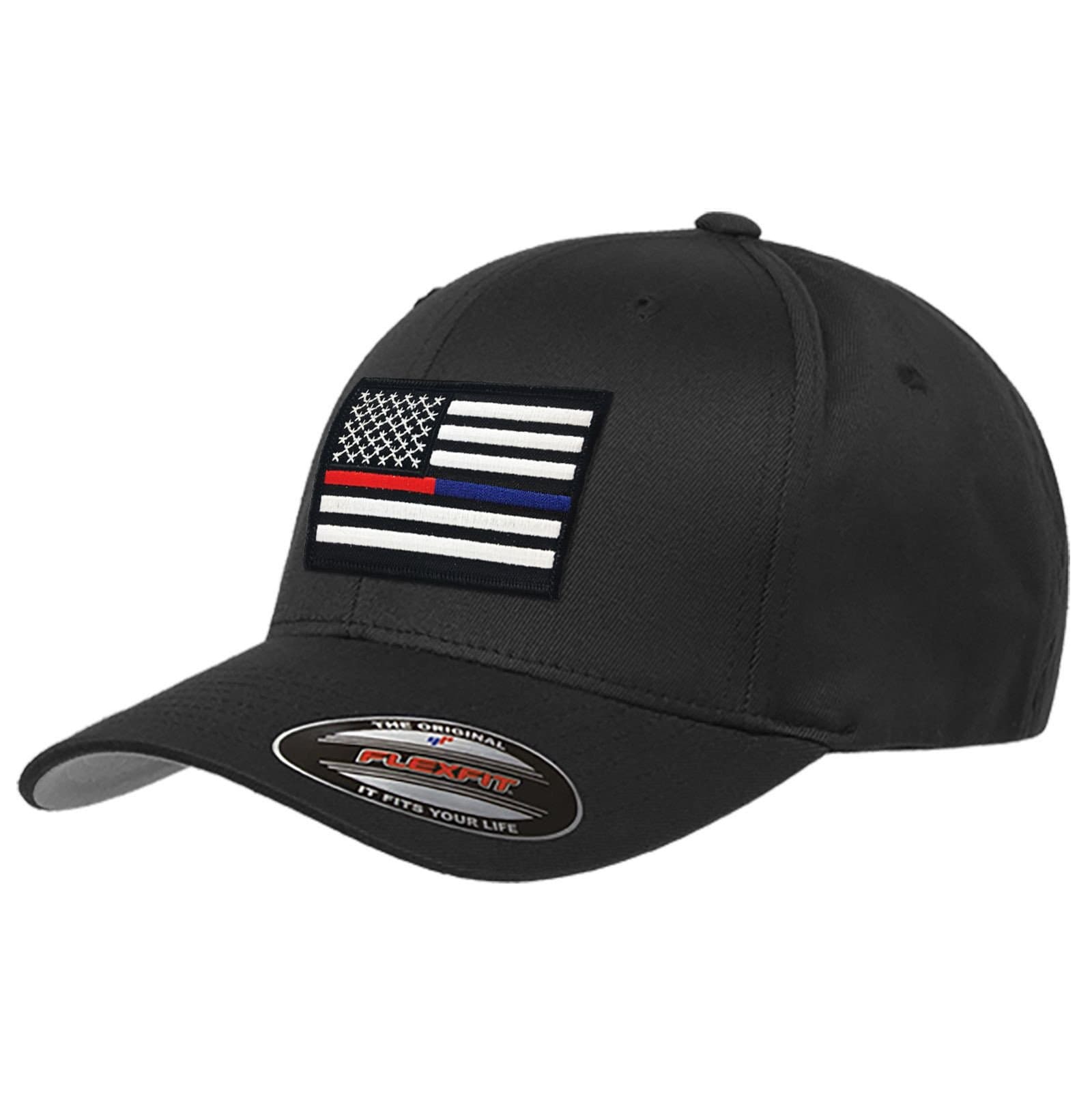 Thin Blue Line USAFlexfit Dual American Flag Hat