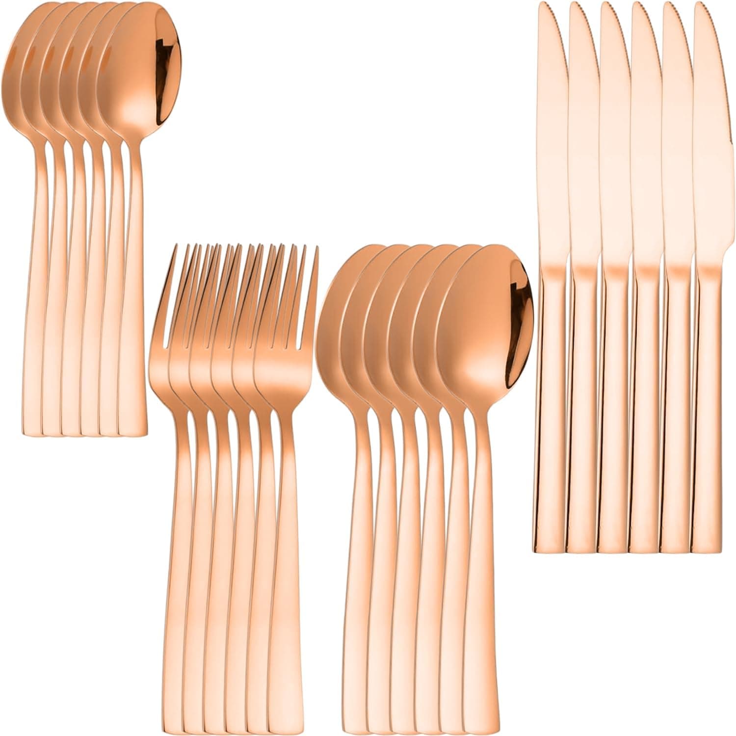 Silverware Set for 6, 24-Piece 18/10 Stainless Steel Flatware Set,Forged Cutlery Set Matte Finish for Home,Restaurant and Parties, Dishwasher Safe.