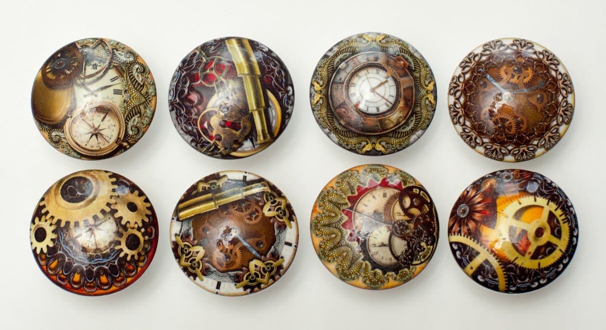 Set of 8 Steampunk Clock Dresser Drawer Cabinet Knobs
