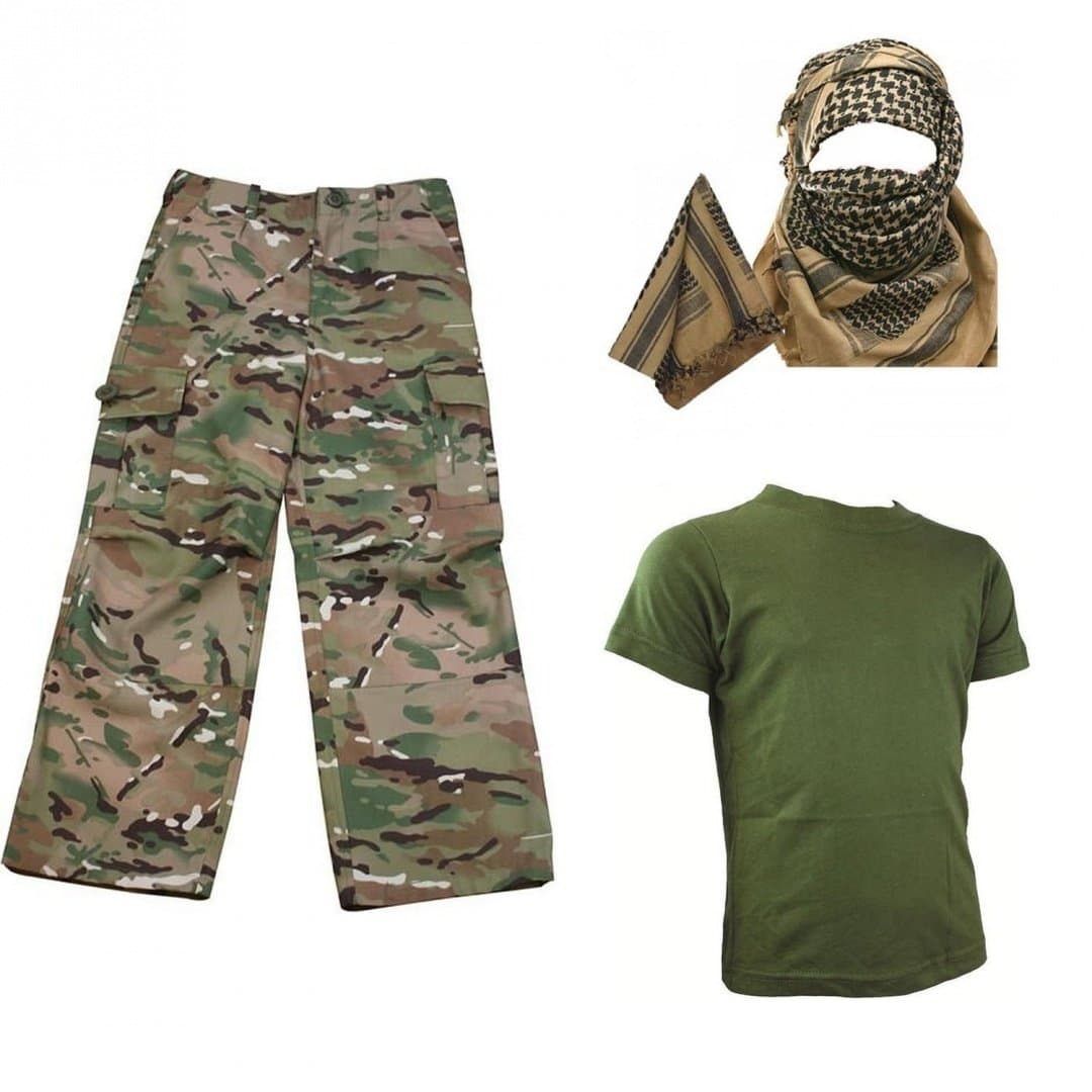 Contact Left LtdKids Pack 2 HMTC MTP Multicam Match - Shirt Pants Shemagh Army Soldier Dress Up
