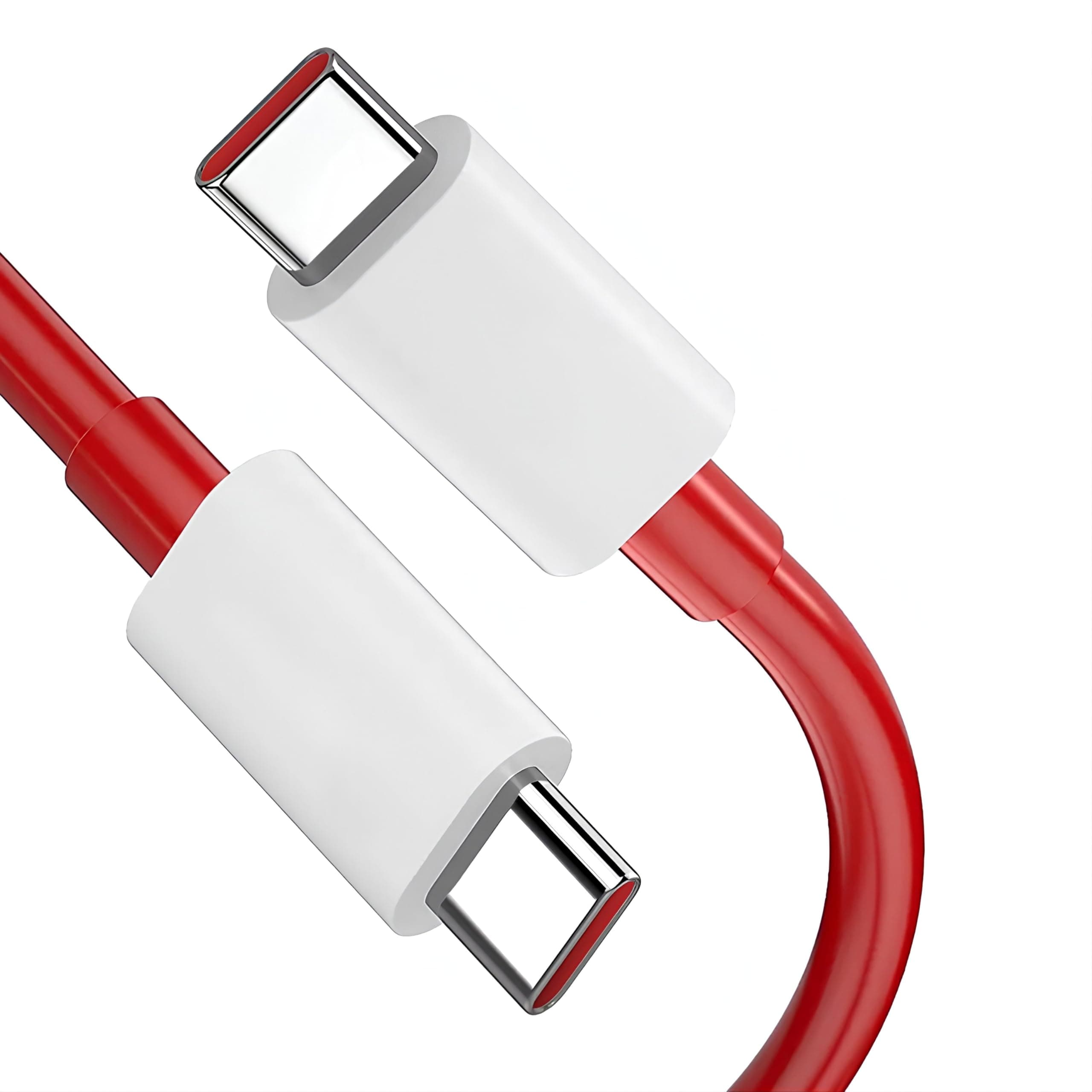 Type C To C 100Cm Supervooc Charging Cable Fast Data Sync For OnePlus 13,13R,12,12R,11,11R,10R,10T,10,10 Pro,9 Pro,9Rt,8,8T,Nord 4,3,2,Ce 4,3,2,Ce4 Lite,Ce3 Lite & Other Type-C Devices, Red
