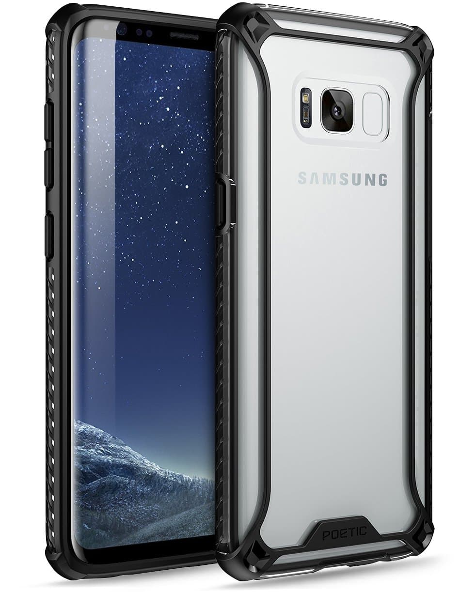 Poetic Affinity Slim Fit Galaxy S8 Plus Case with Anti-Slip Side Grip and Reinforced Corner Protection Bumper for Samsung Galaxy S8 Plus Black/Clear