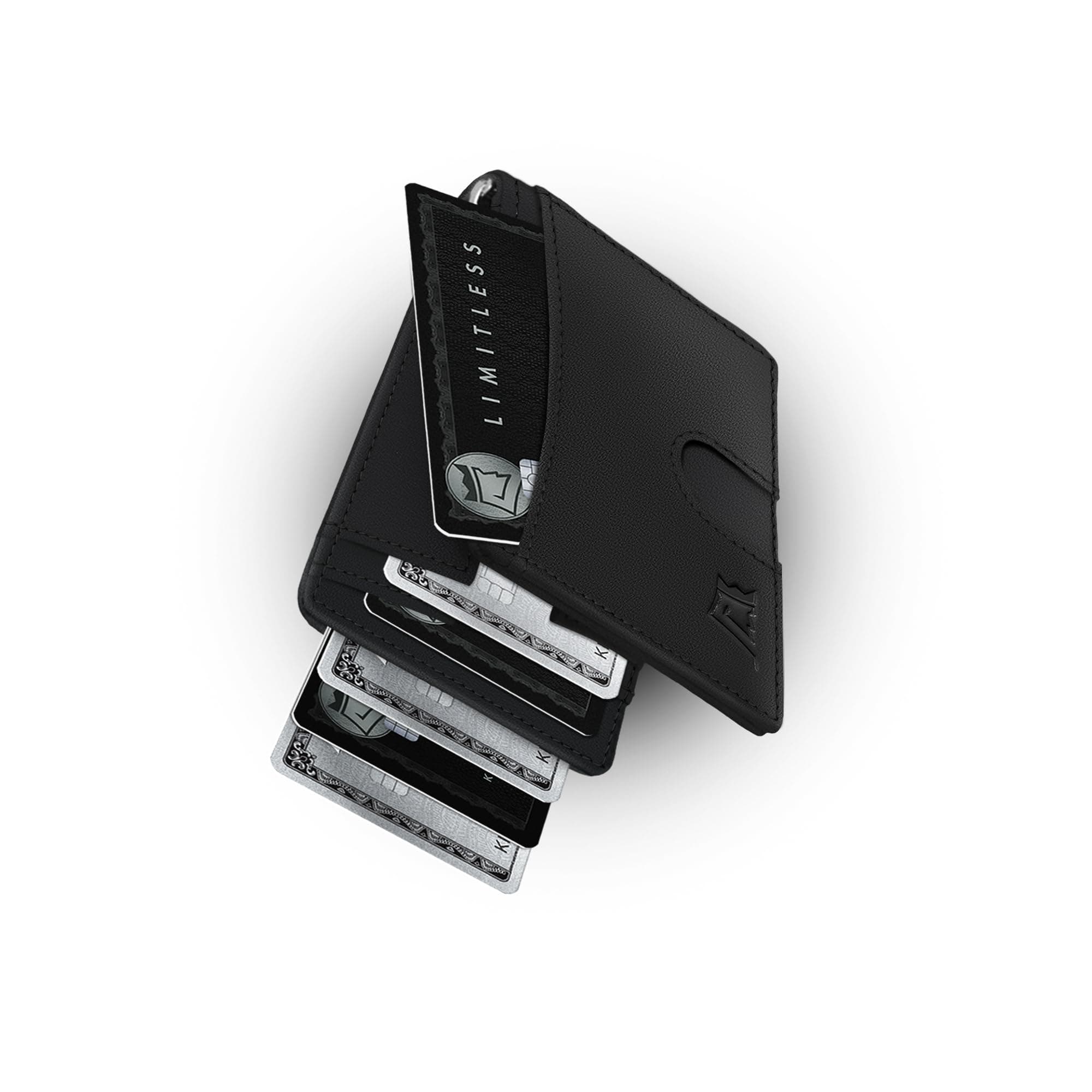 Kings Loot Money Clip Slim Minimalist Wallet for Men – RFID Blocking Leather Design with Money Clip – Front Pocket Bifold Holds 12 Cards – Stylish & Compact Wallets, Black, Premium