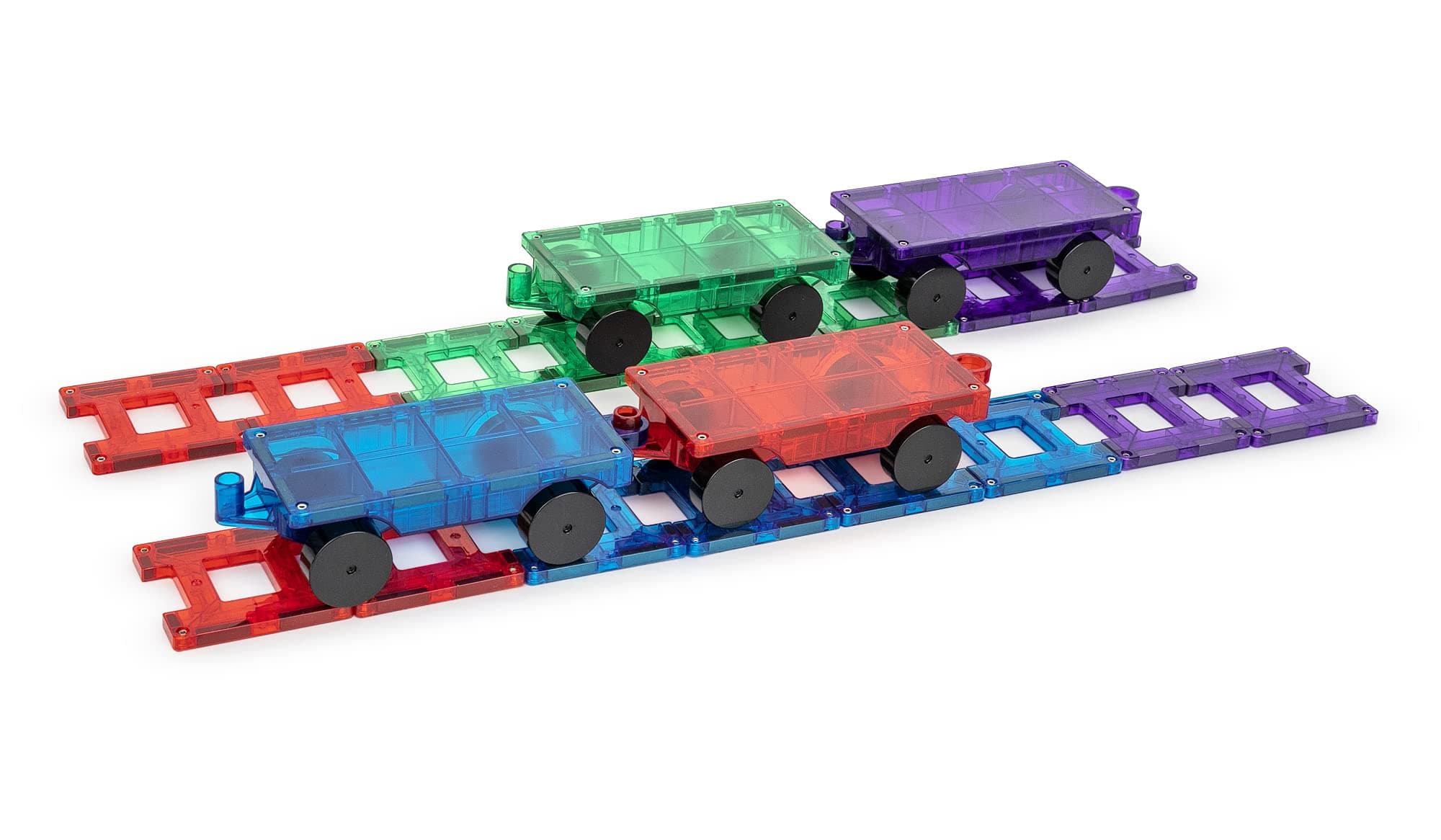 Magnetic Tiles Train Set, 20 Piece Accessory Set Includes 4 Trains, Stronger Magnets, Building Blocks Add-On, STEM Toys for Kids.