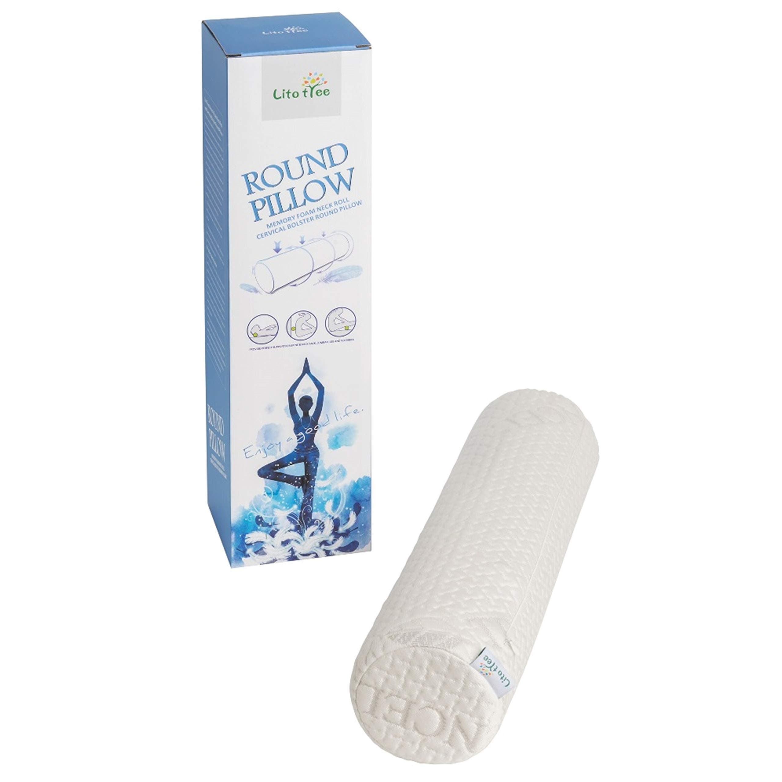 LitoTree Support Neck Roll Pillow - Cervical Bolster with Comfort Memory Foam Support for Spine, Neck, Back, Lumbar - Removable Washable Soft Cover- 18 x 4.5 inch for Stress Pain Relief