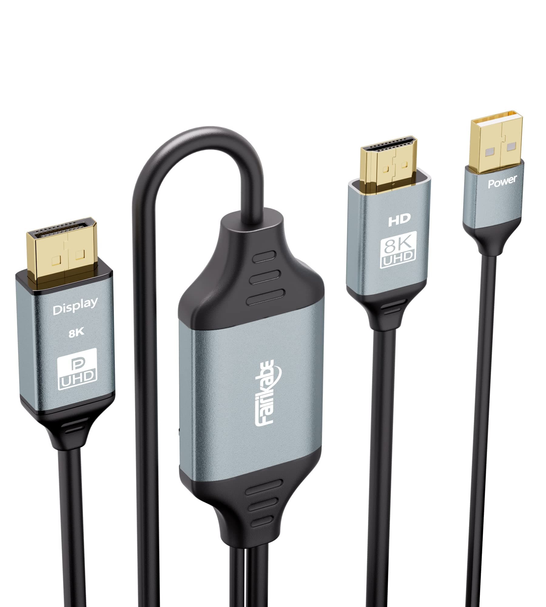 fairikabe 8K HDMI to Displayport Cable USB Powered for Xbox Series X, PS4,PS5, PS4 Pro, 4K@120Hz HDMI 2.1 Source to Display Port 1.4 Adapter Cable 6.6ft, Unidirectional HDMI Male to DP Male