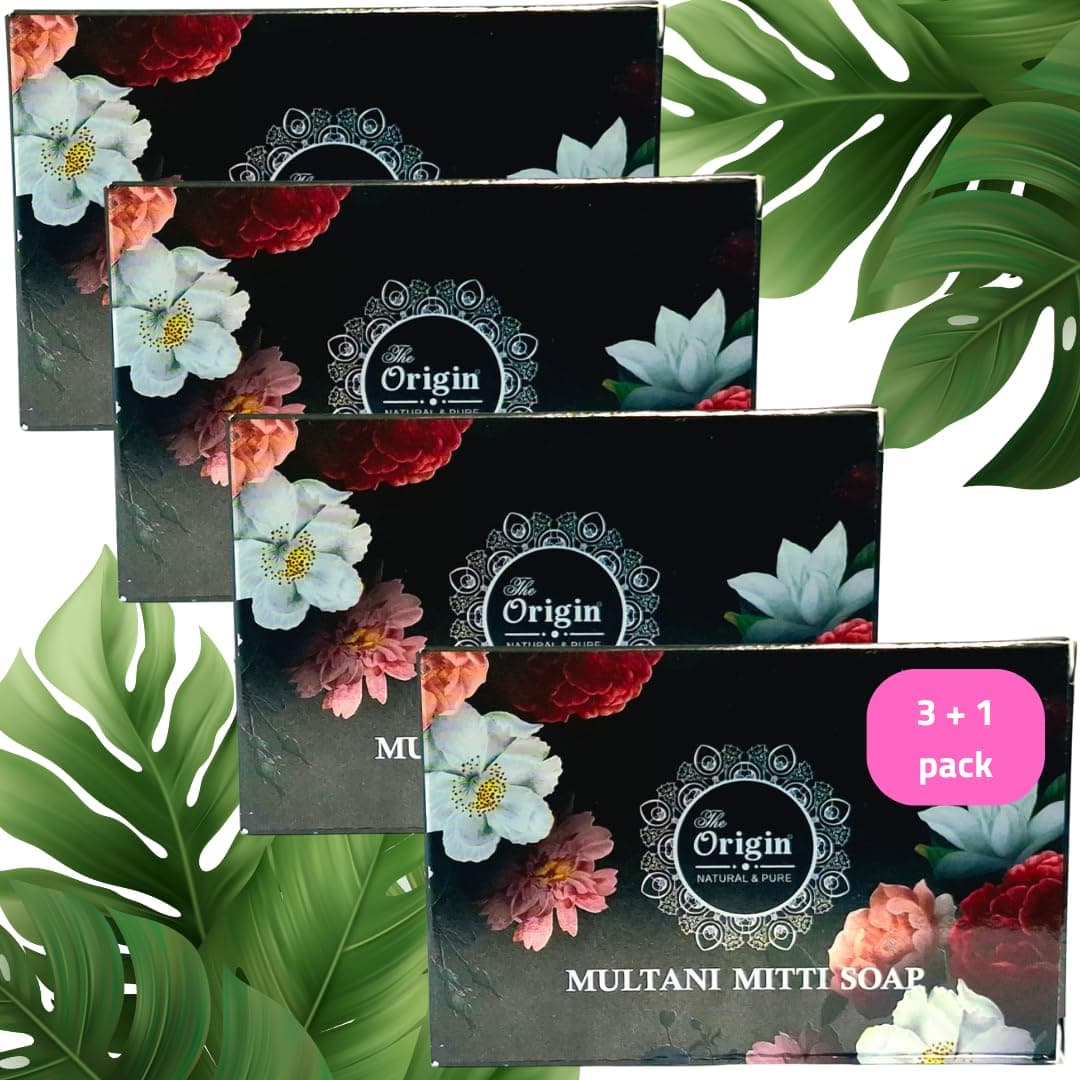 Multani Mitti Handmade Herbal (3 + 1 pack) | Each100g | Natural Soap | Chemical Free Soap | Fragrant