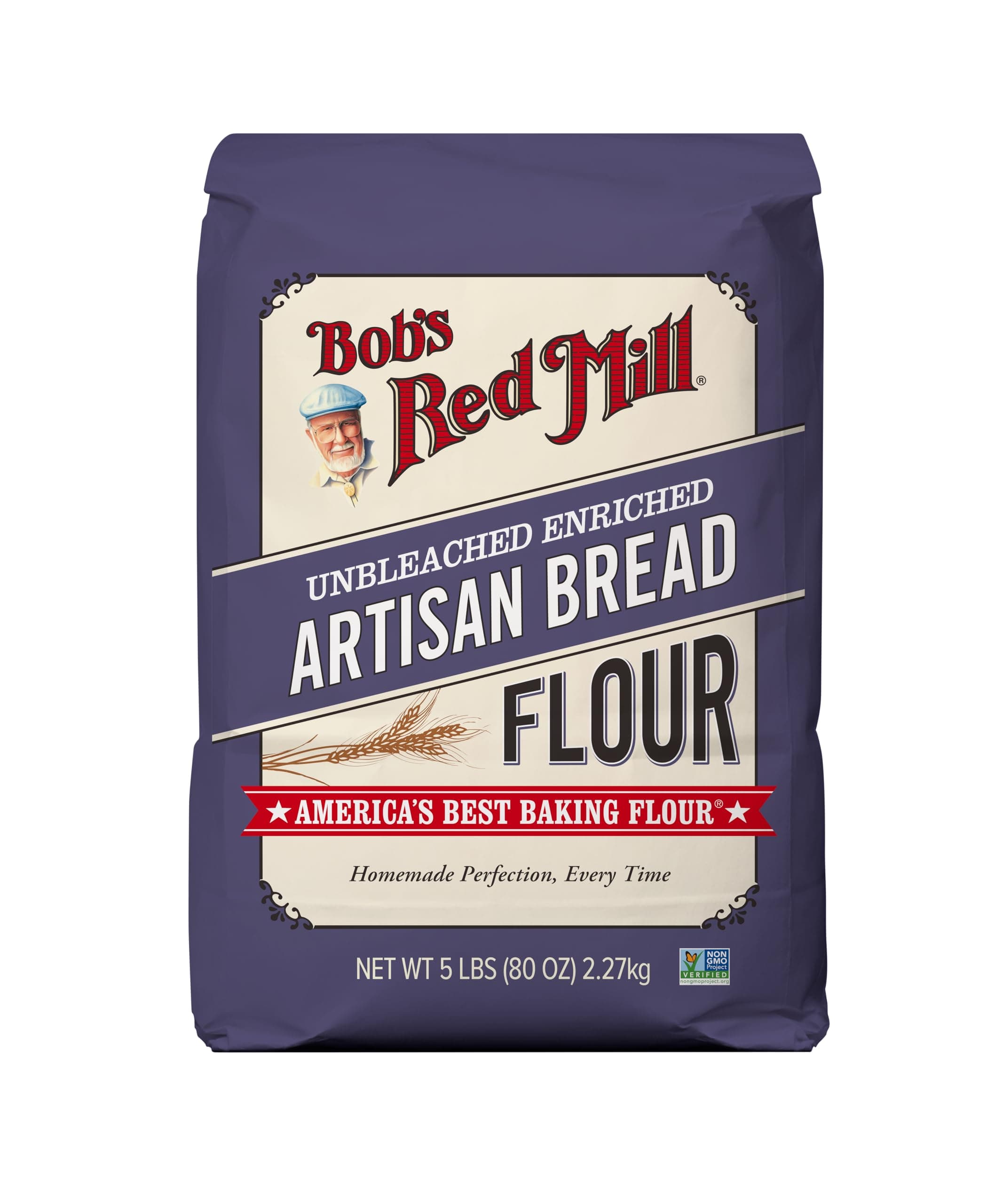 Bob's Red Mill Artisan Bread Flour, 5lb (Pack of 1) - Vegan, Kosher, Unbleached, Unbromated