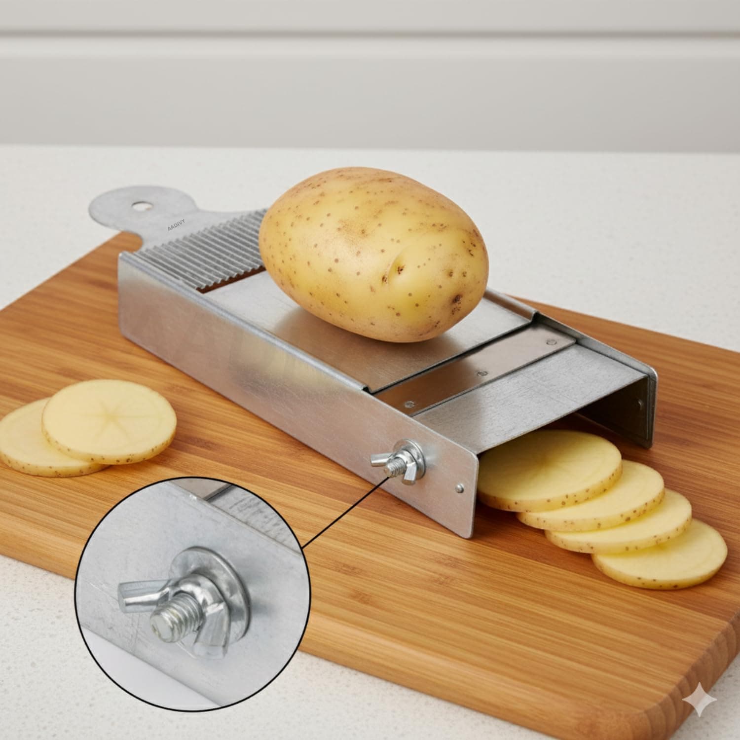 Iron Potato Slicer 2-in-1 Adjustable Wafer Maker Machine | Heavy Duty Manual Mandoline Vegetable & Chipser Cutter | Stainless Steel Blade for Potato, Onion, Carrot, Cucumber, Banana & Cabbage