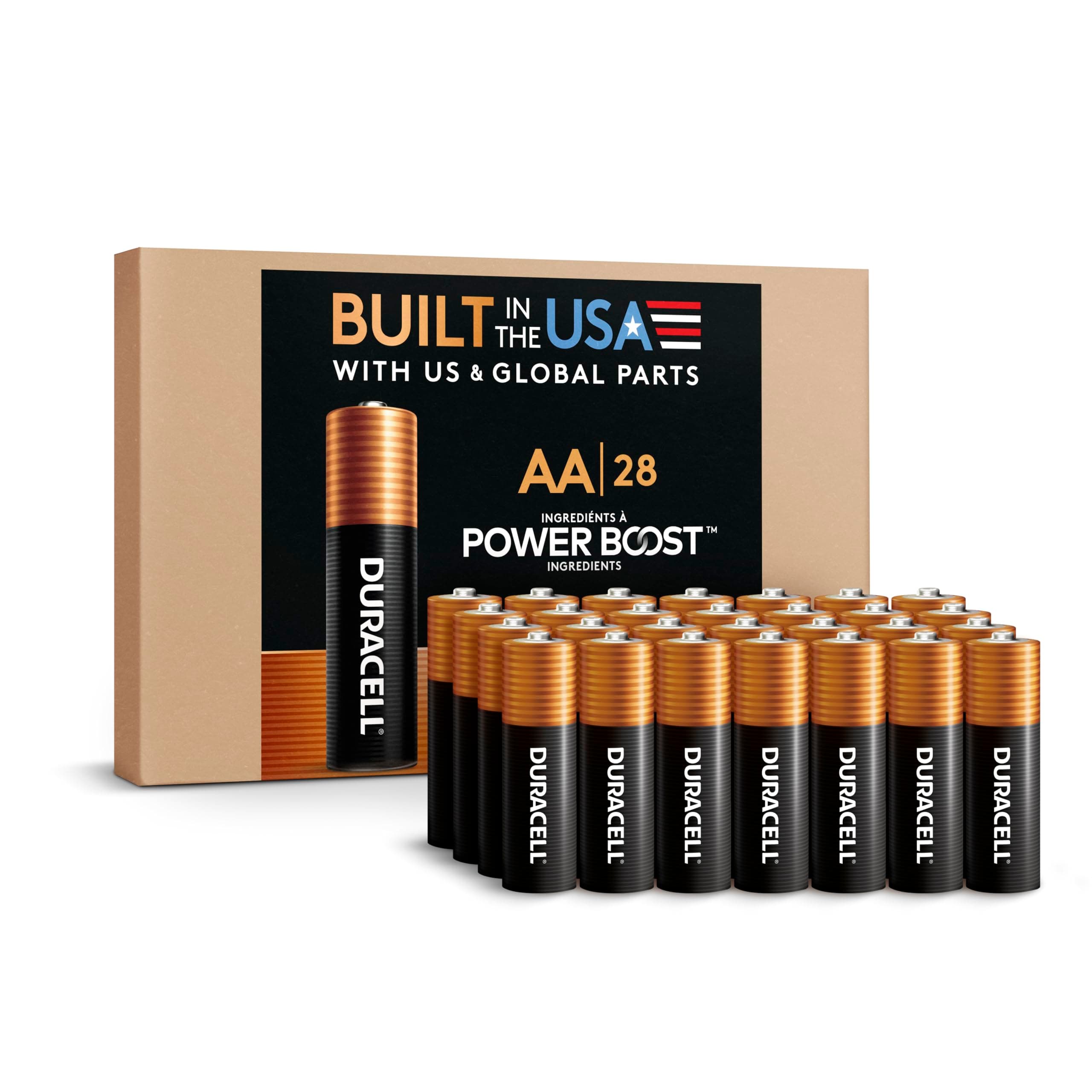 Coppertop AA Batteries 28 Count Pack Double A Battery with Power Boost Ingredients, Long-lasting Power Alkaline AA Battery for Household Devices (Ecommerce Packaging)