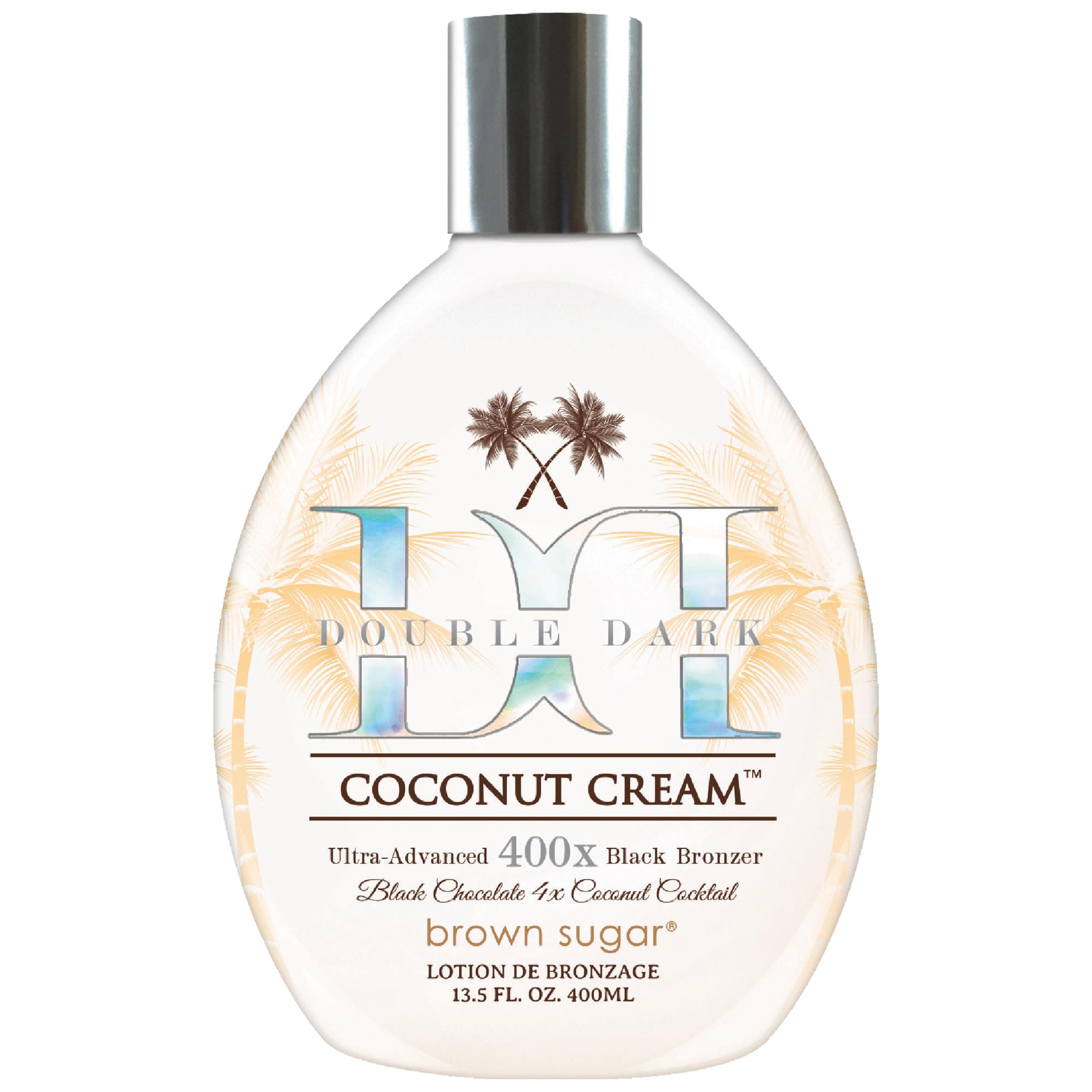 Double Dark Coconut Cream Tanning Lotion, Ultra-Advanced 400X Black Chocolate Bronzer with Quadruple Coconut Cocktail & Argan Extracts, 13.5 Fl Oz