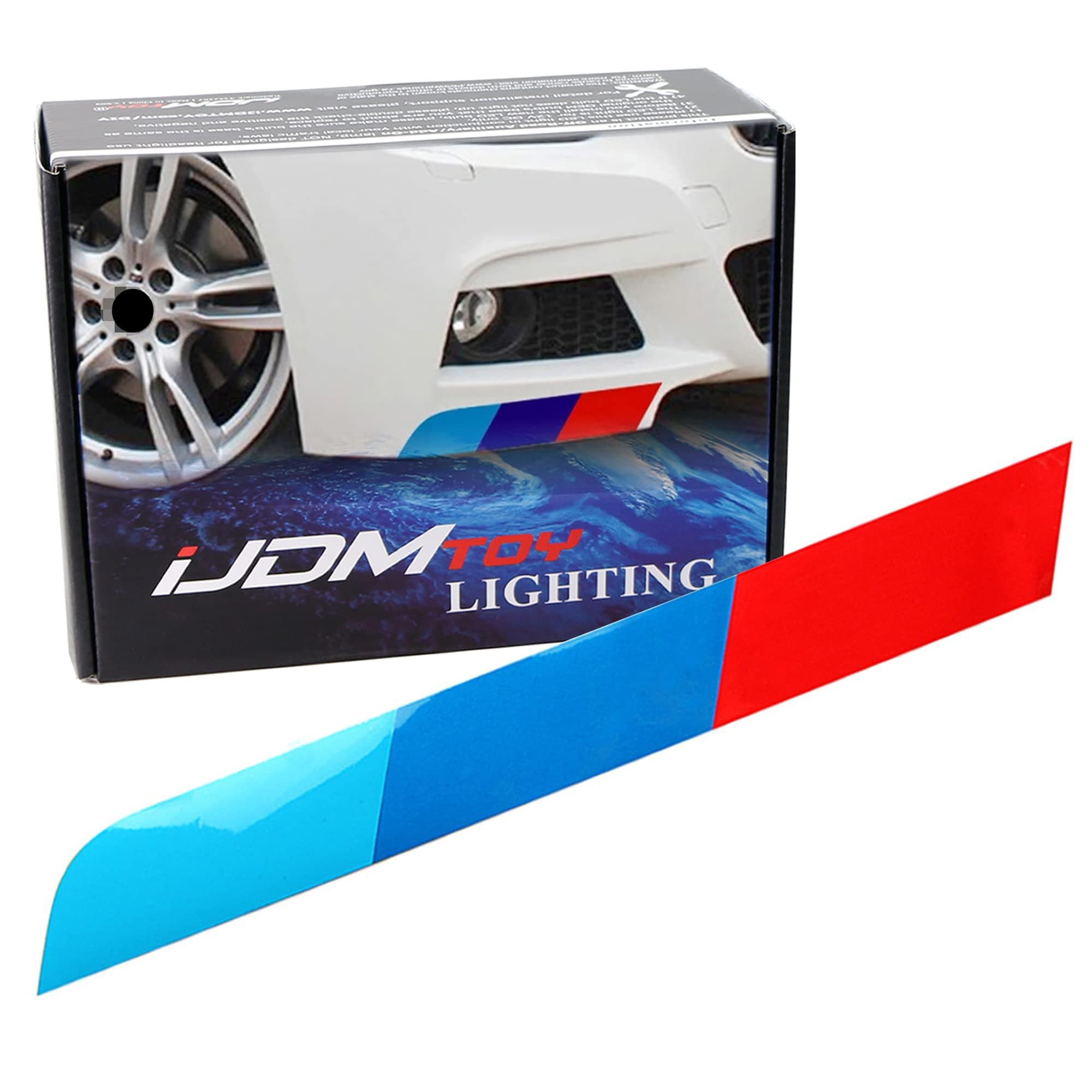 iJDMTOY 17 by 2-Inch Reflective Iconic 3-Color Stripe Decal Sticker Compatible with BMW Exterior Cosmetic, Such As Hood/Bonnet, Trunk, Side Skirt, Bumper, etc
