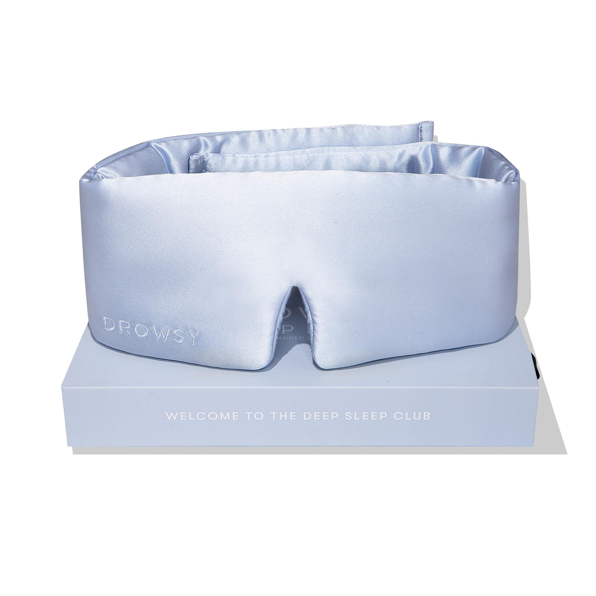 DROWSY Silk Sleep Mask. Face-Hugging, Padded Silk Cocoon for Luxury Sleep in Total Darkness. (Blue Belle)